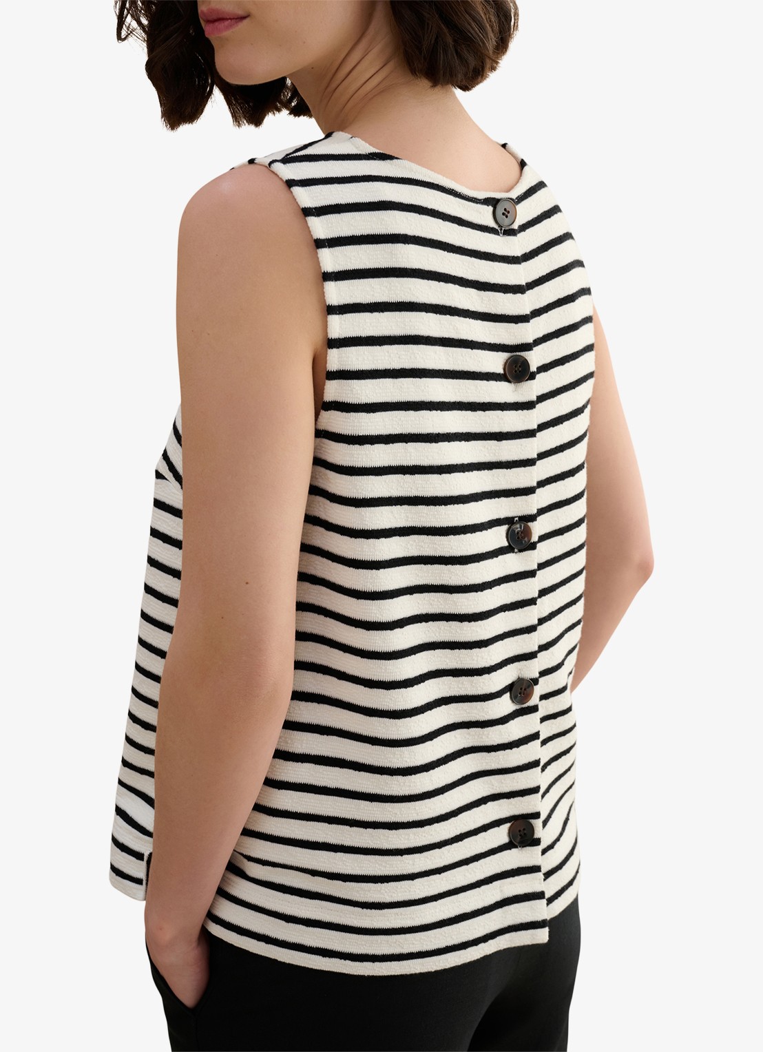 Hobbs Top met streepprint - detail 3 zwart