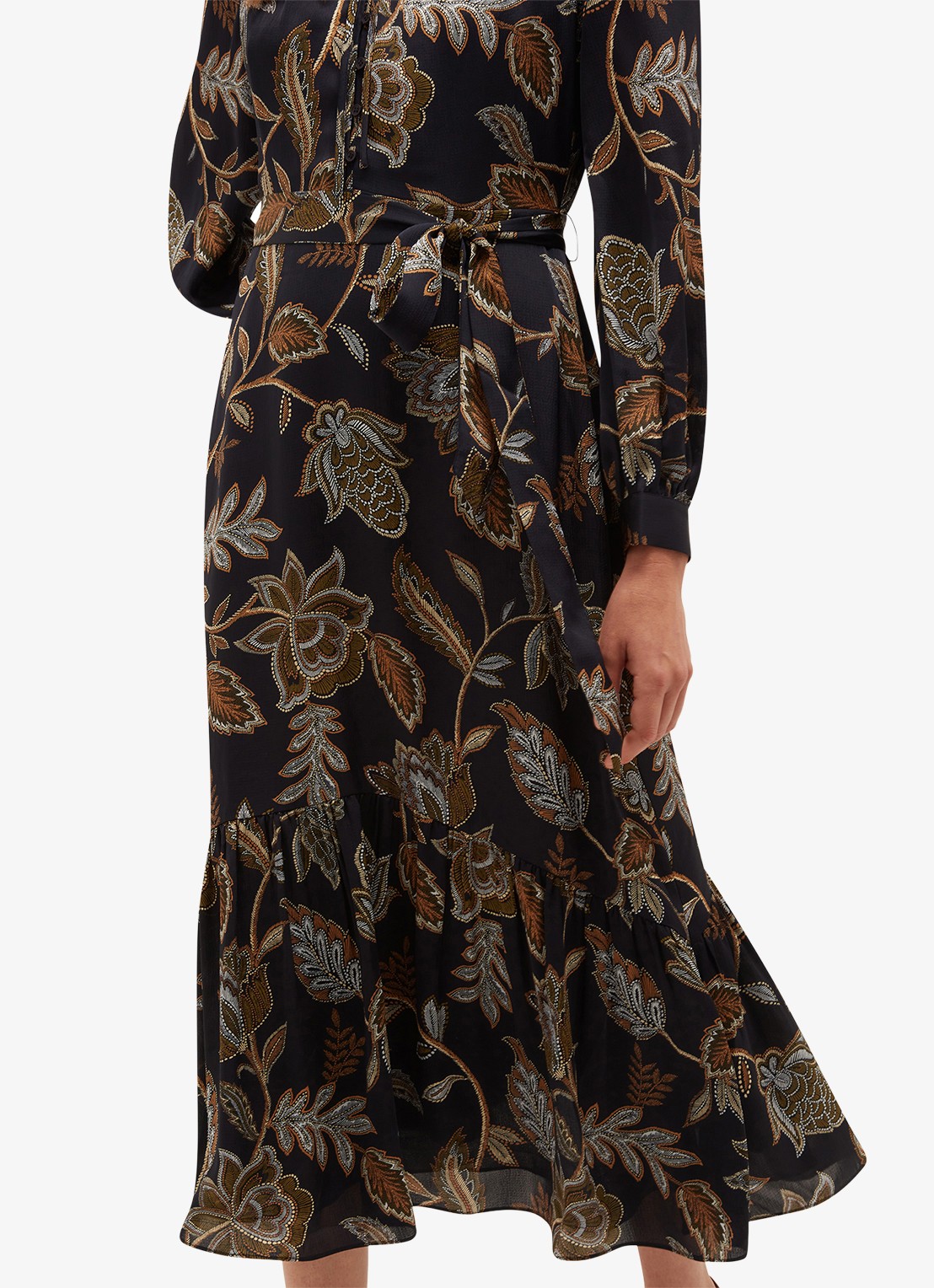 Hobbs Vespa midi jurk met bloemenprint - detail 4 donkerblauw