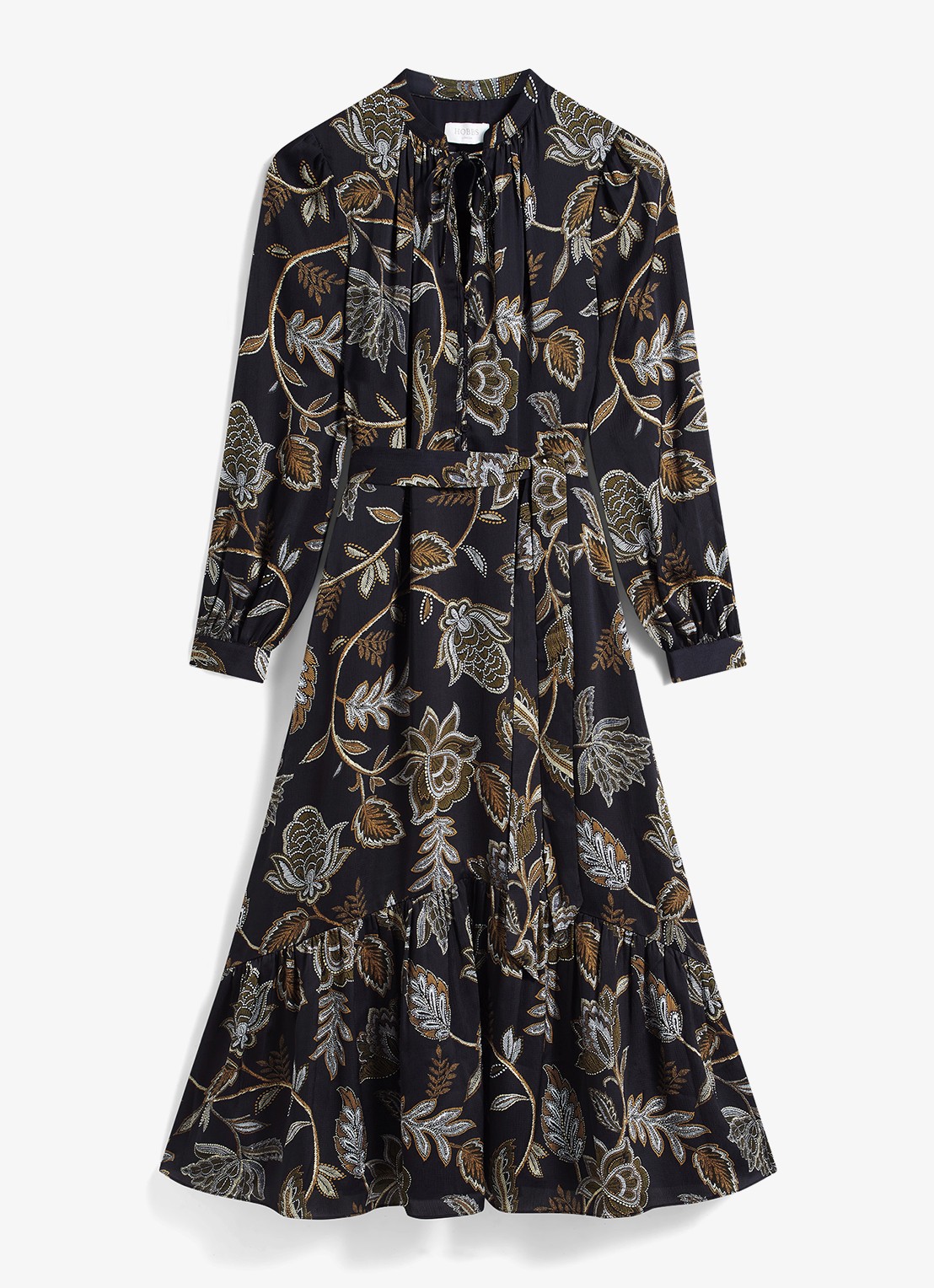 Hobbs Vespa midi jurk met bloemenprint - voorkant 2 donkerblauw