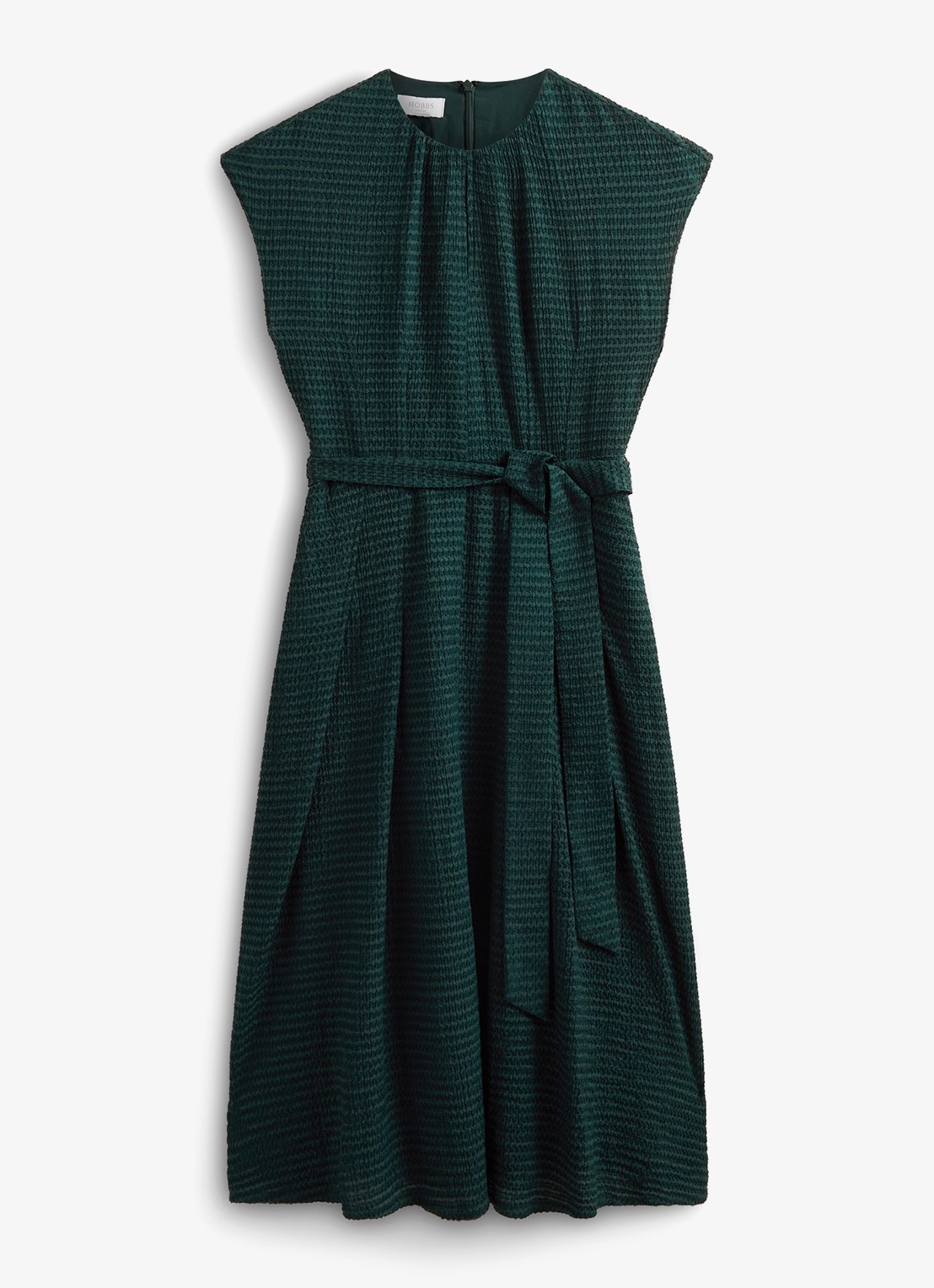 Hobbs Viviene midi jurk met strikceintuur - voorkant 5 groen