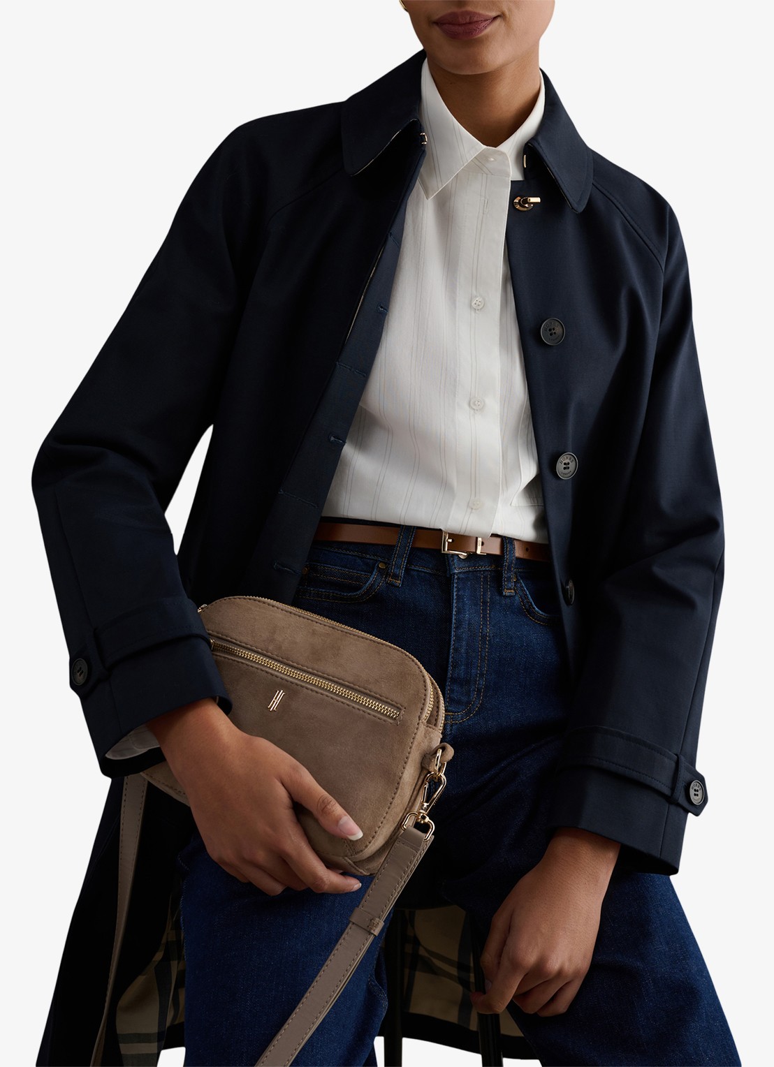 Hobbs Vivienne trenchcoat met steekzakken - detail 5 donkerblauw