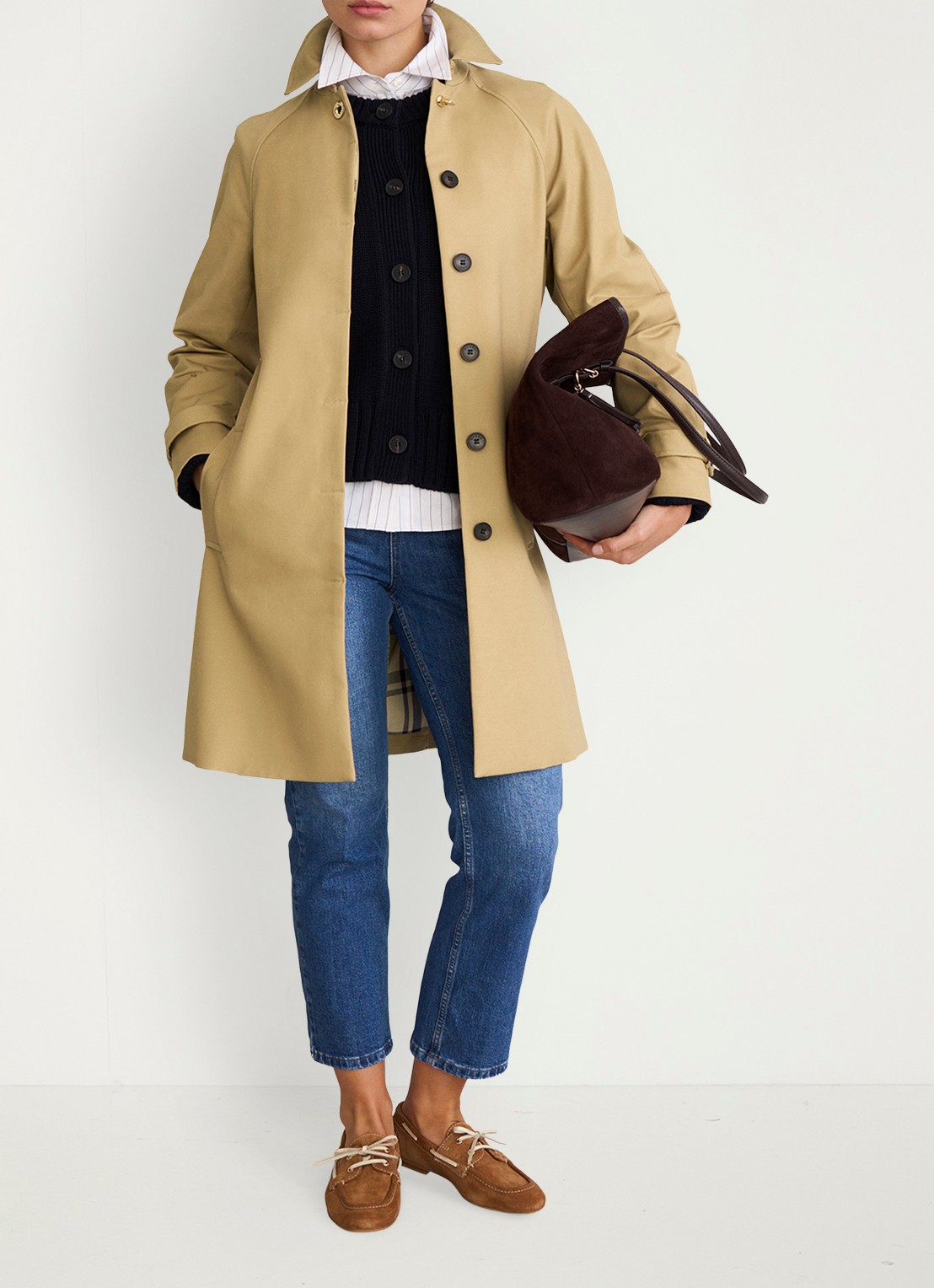 Hobbs Vivienne trenchcoat met steekzakken - voorkant 2 beige