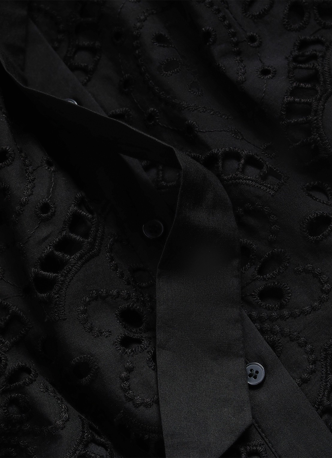 Hobbs Willa midi blousejurk met broderie en steekzakken - detail 4 zwart