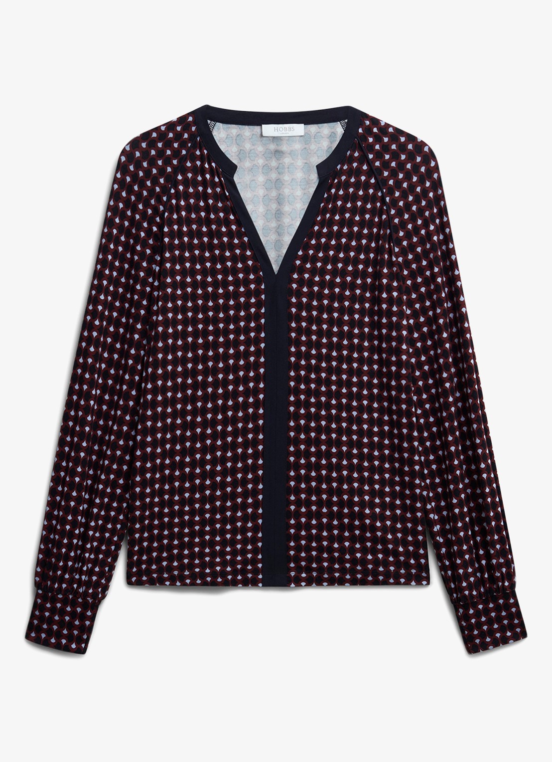 Hobbs Zelia tuniek met grafische print  - voorkant 2 bordeauxrood