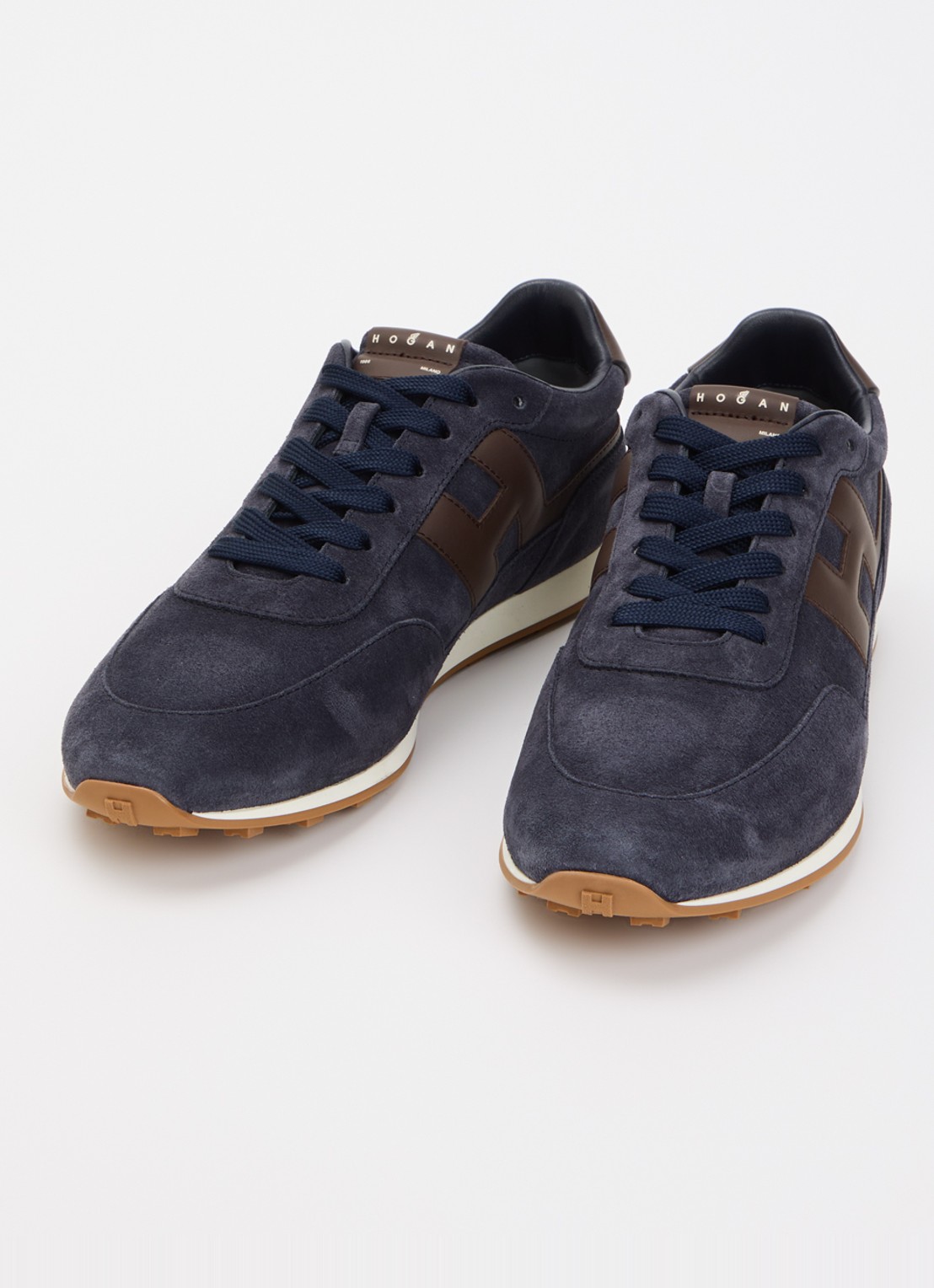 Hogan Allacciato sneaker van suède - detail 2 donkerblauw