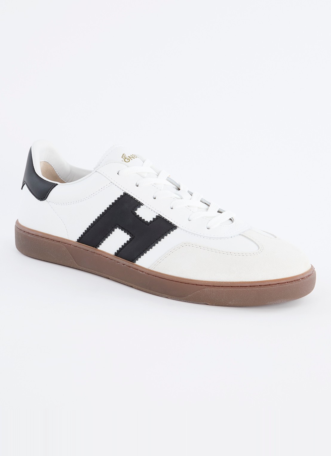 Hogan Cool sneaker van leer met suède details - voorkant 6 gebroken wit