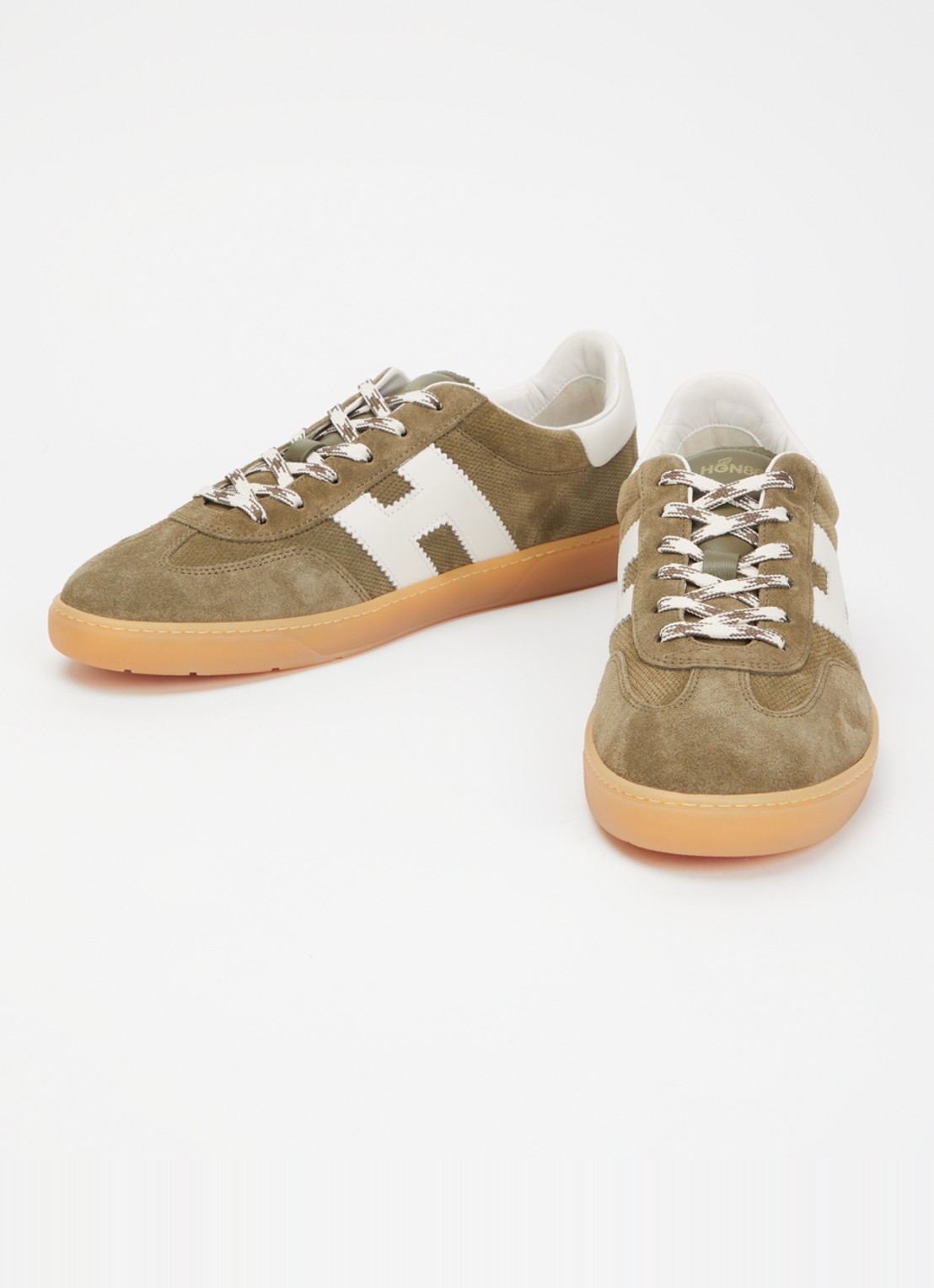 Hogan Cool sneaker van leer met suède details - detail mosgroen
