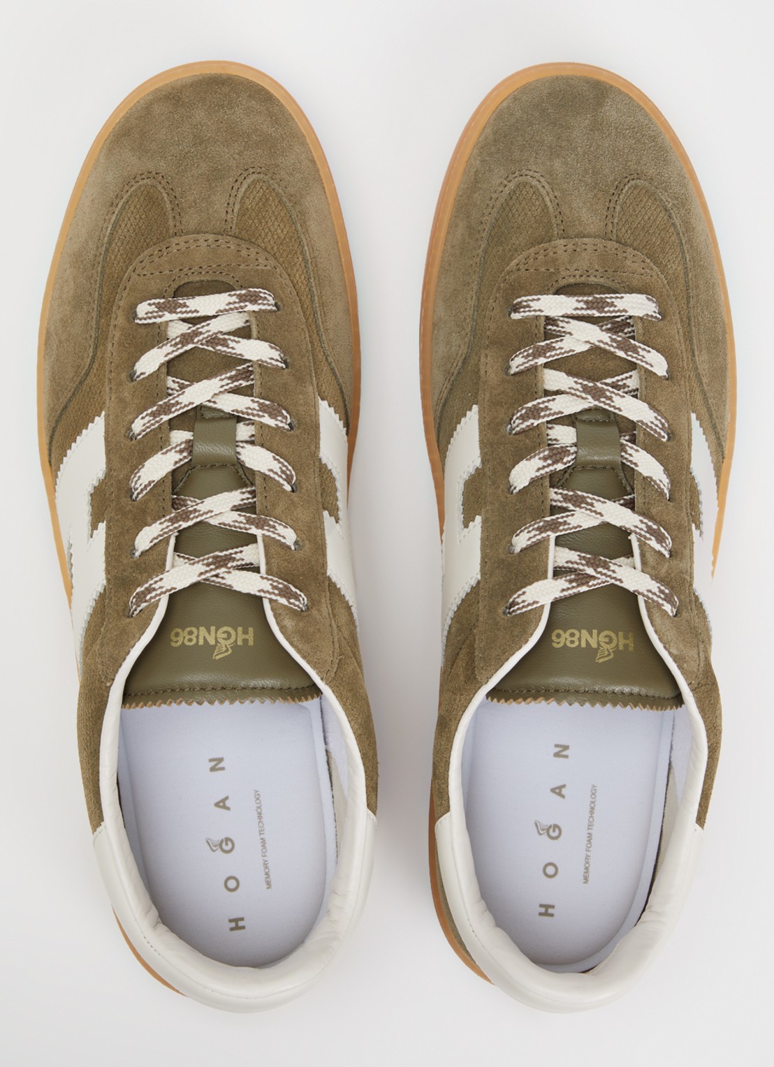 Hogan Cool sneaker van leer met suède details - detail 2 mosgroen