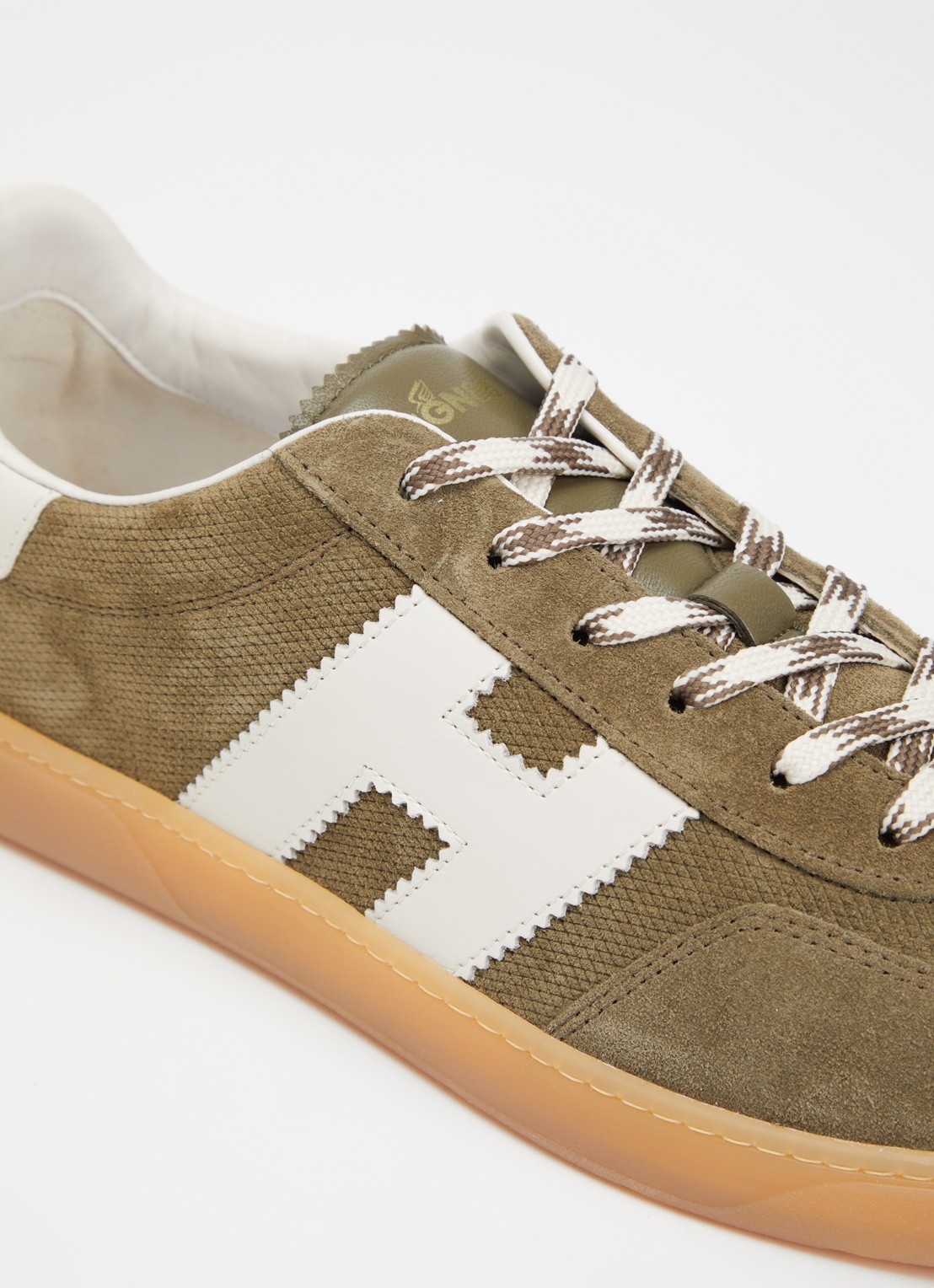 Hogan Cool sneaker van leer met suède details - detail 4 mosgroen
