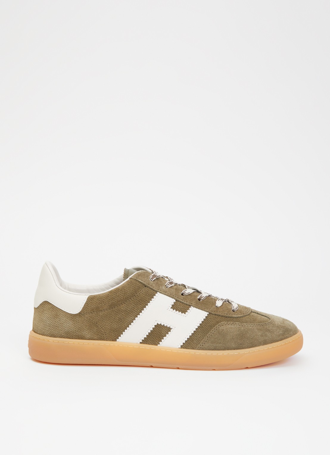 Hogan Cool sneaker van leer met suède details - voorkant 5 mosgroen