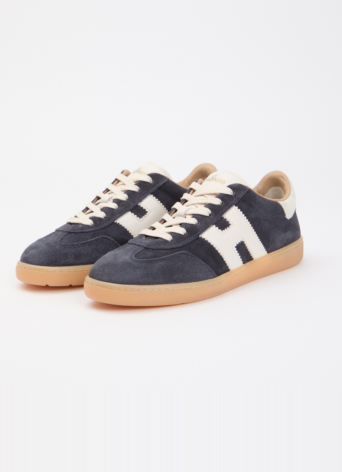 Hogan Cool sneaker van suède met logo - detail 4 donkerblauw