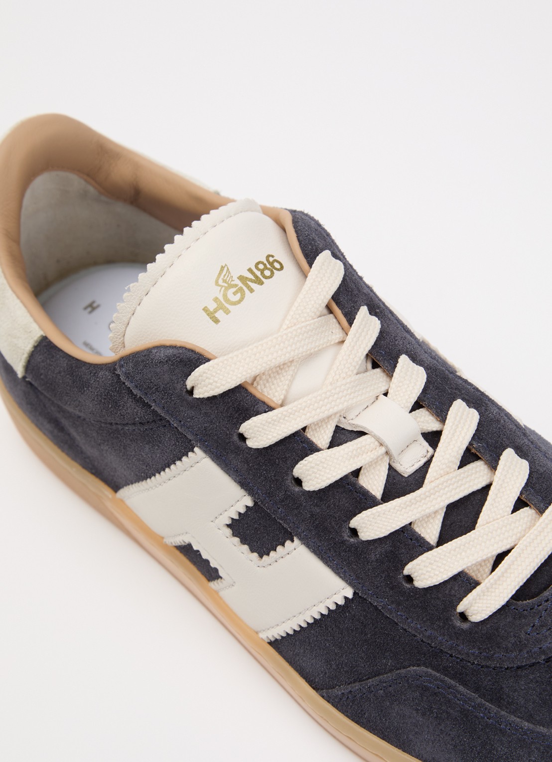 Hogan Cool sneaker van suède met logo - detail 7 donkerblauw