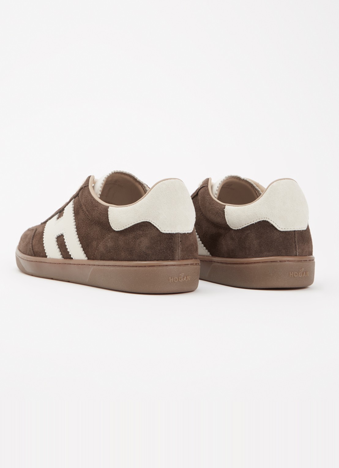 Hogan Cool sneaker van suède met logo - achterkant donkerbruin
