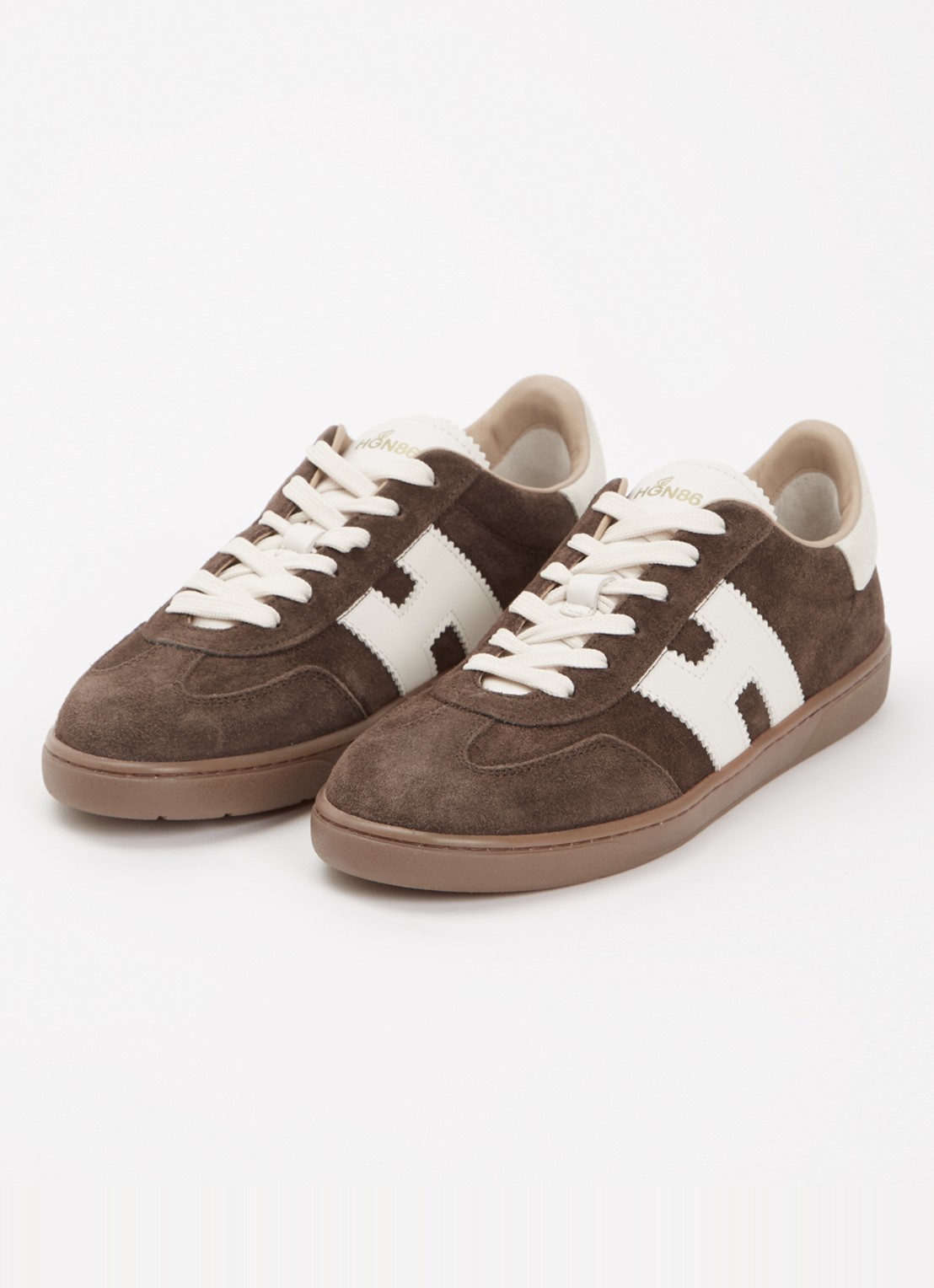 Hogan Cool sneaker van suède met logo - detail 4 donkerbruin