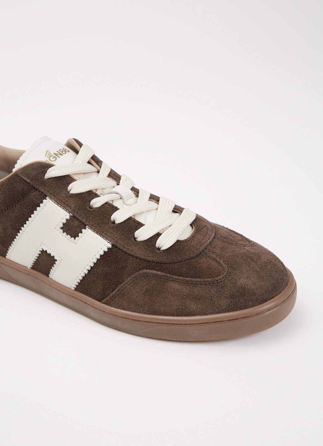 Hogan Cool sneaker van suède met logo - detail 7 donkerbruin