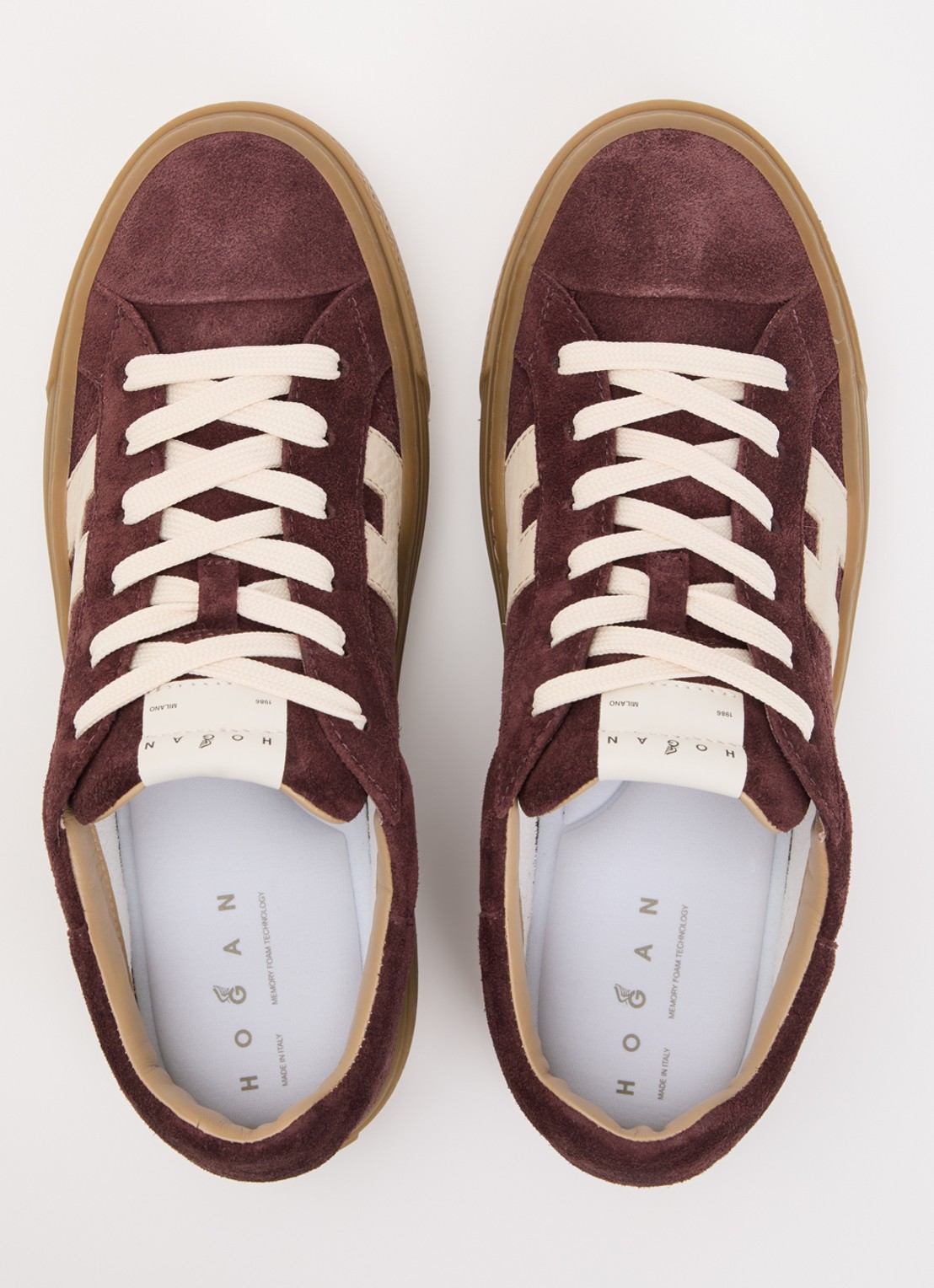 Hogan Crosswind H705 sneaker van suède met plateauzool - detail 4 bordeauxrood