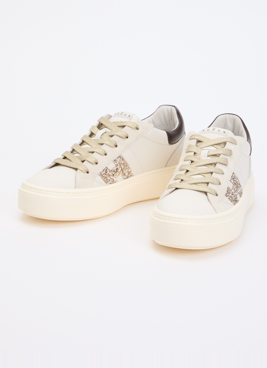 Hogan Crosswind sneaker van leer met suède details - detail gebroken wit