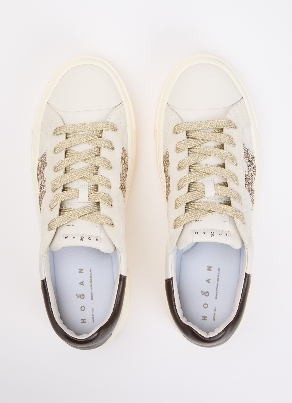 Hogan Crosswind sneaker van leer met suède details - detail 2 gebroken wit