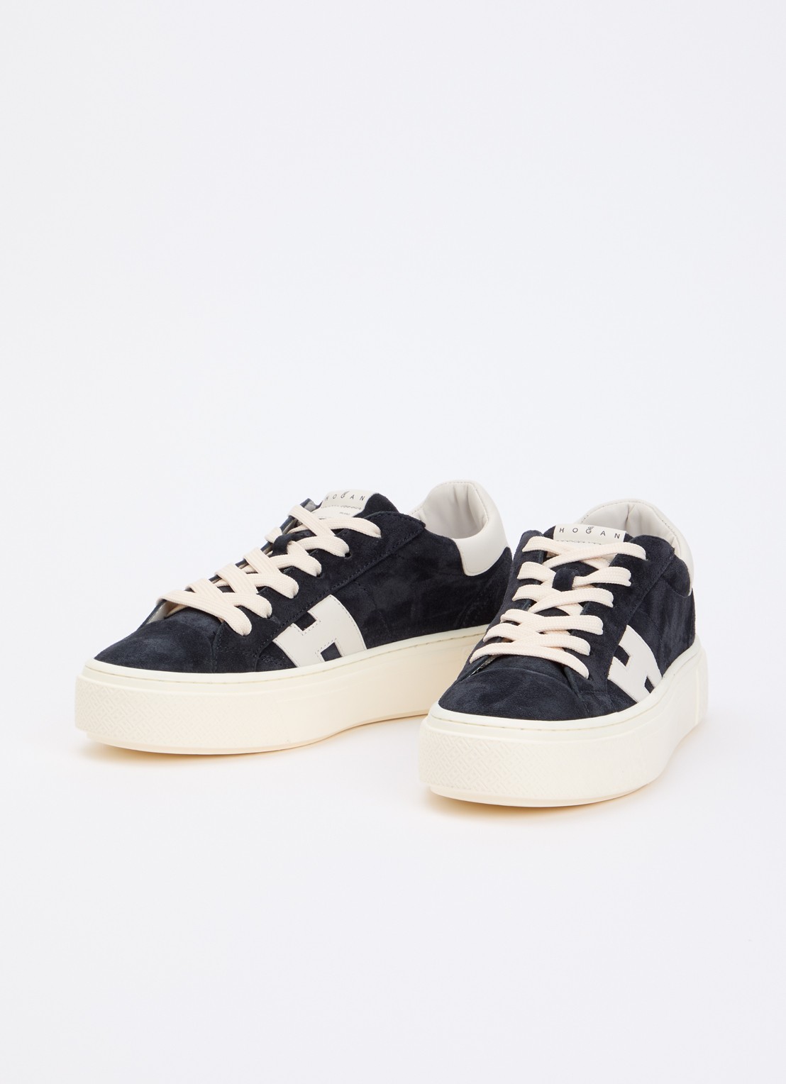 Hogan Crosswind sneaker van suède - detail 4 donkerblauw
