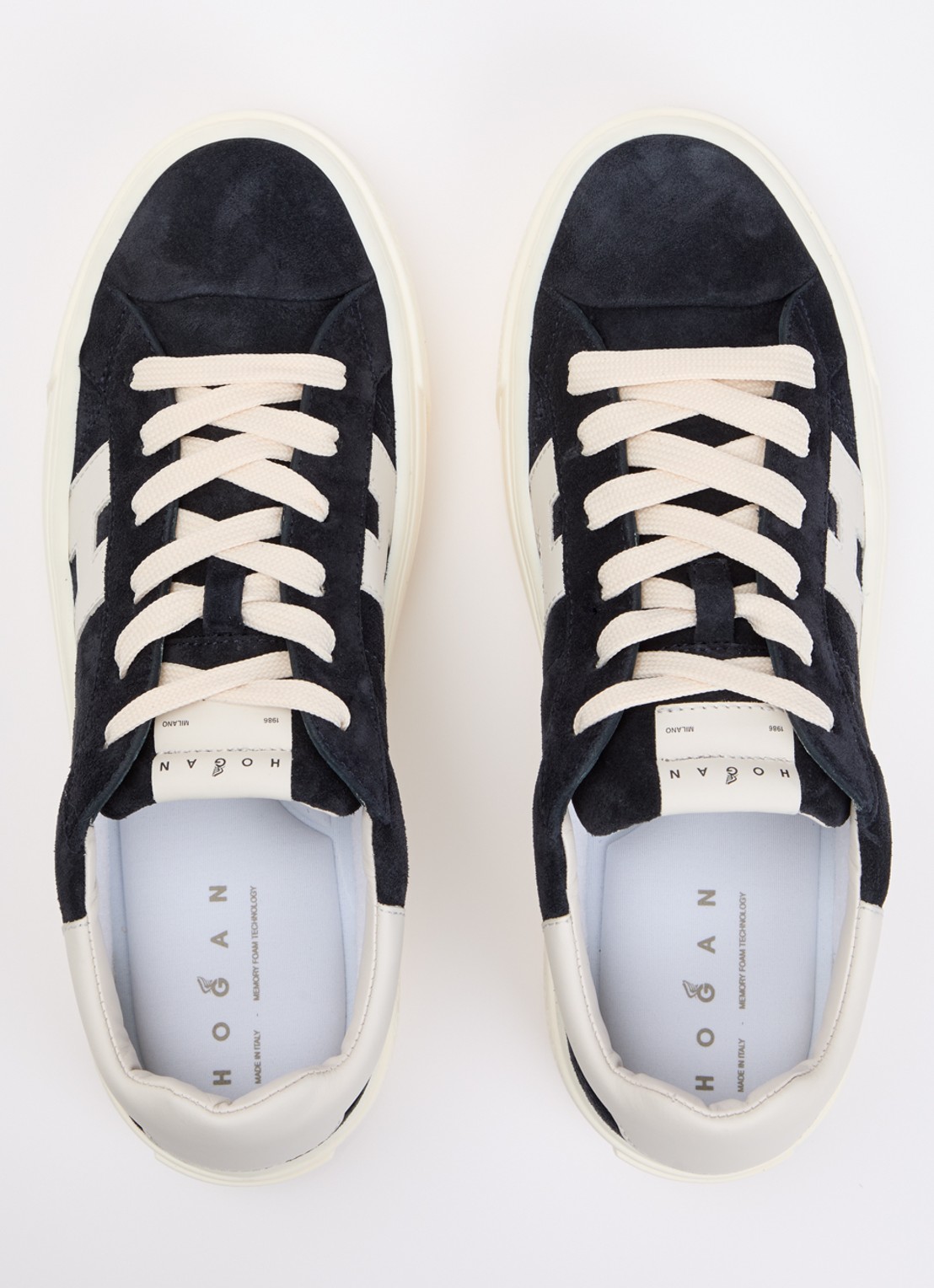 Hogan Crosswind sneaker van suède - detail 5 donkerblauw