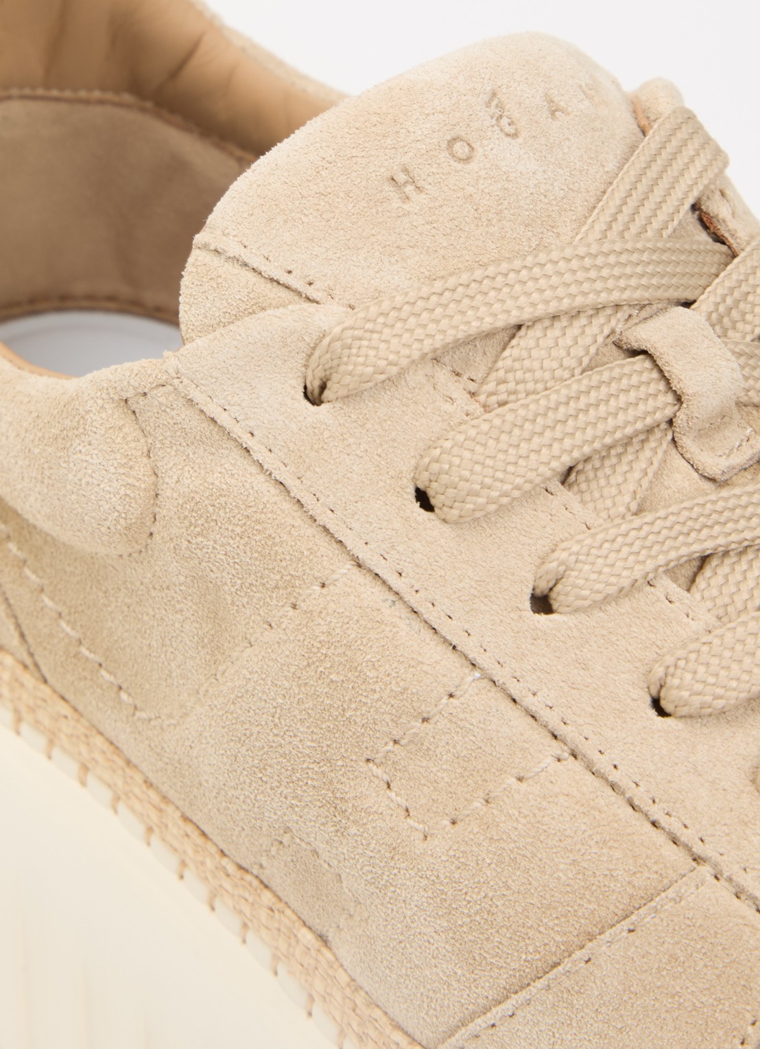 Hogan H-Stripes sneaker van suède met plateauzool - detail 5 beige