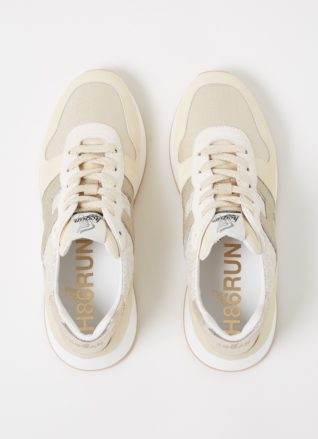 Hogan H383 sneaker met suède details - detail 4 vanillegeel