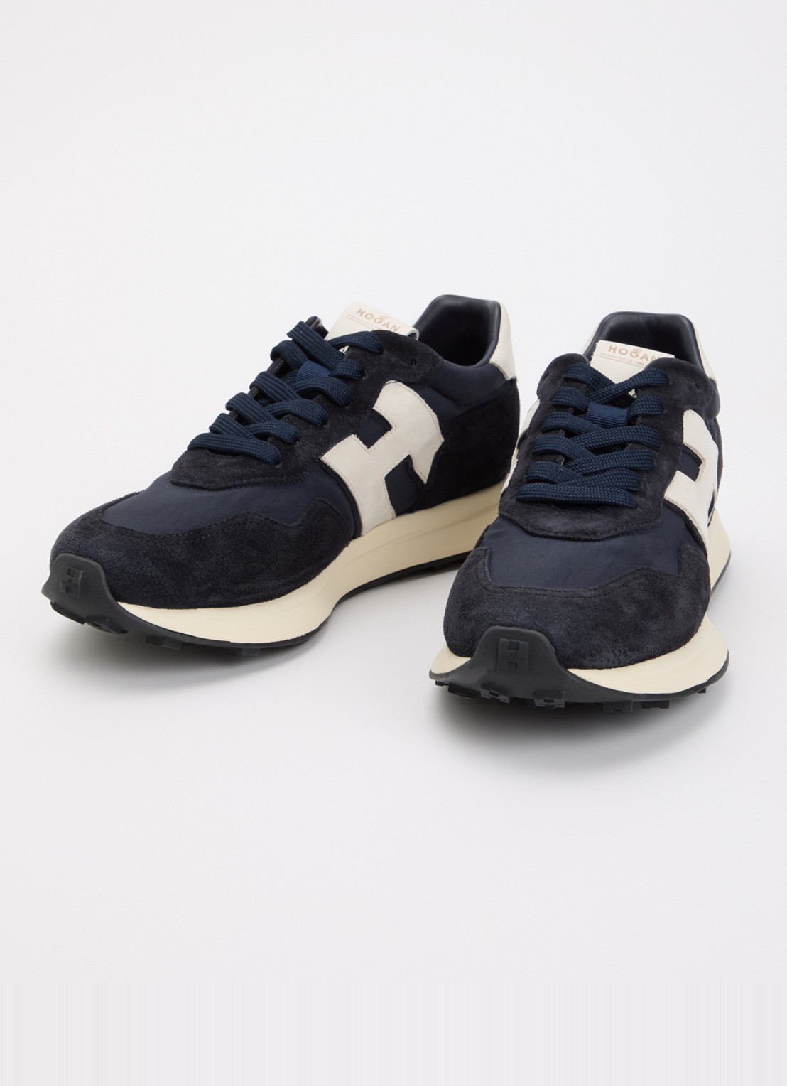 Hogan H601 sneaker van mesh met suède details - detail 3 donkerblauw