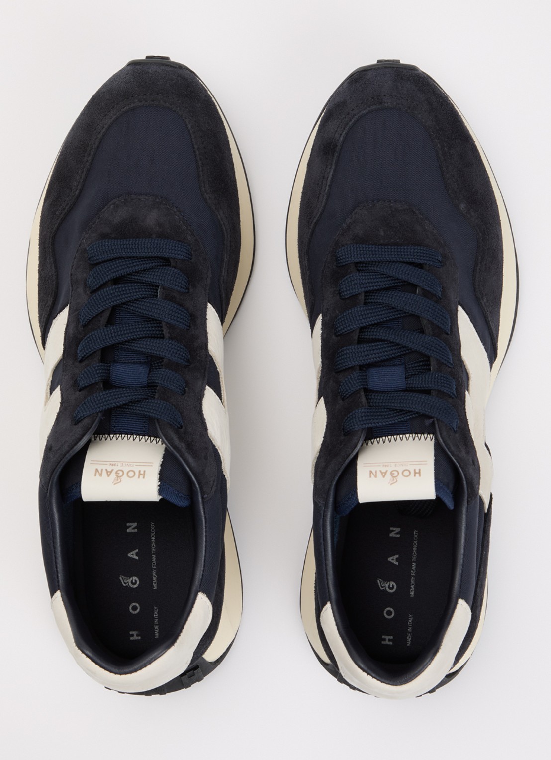 Hogan H601 sneaker van mesh met suède details - detail 4 donkerblauw