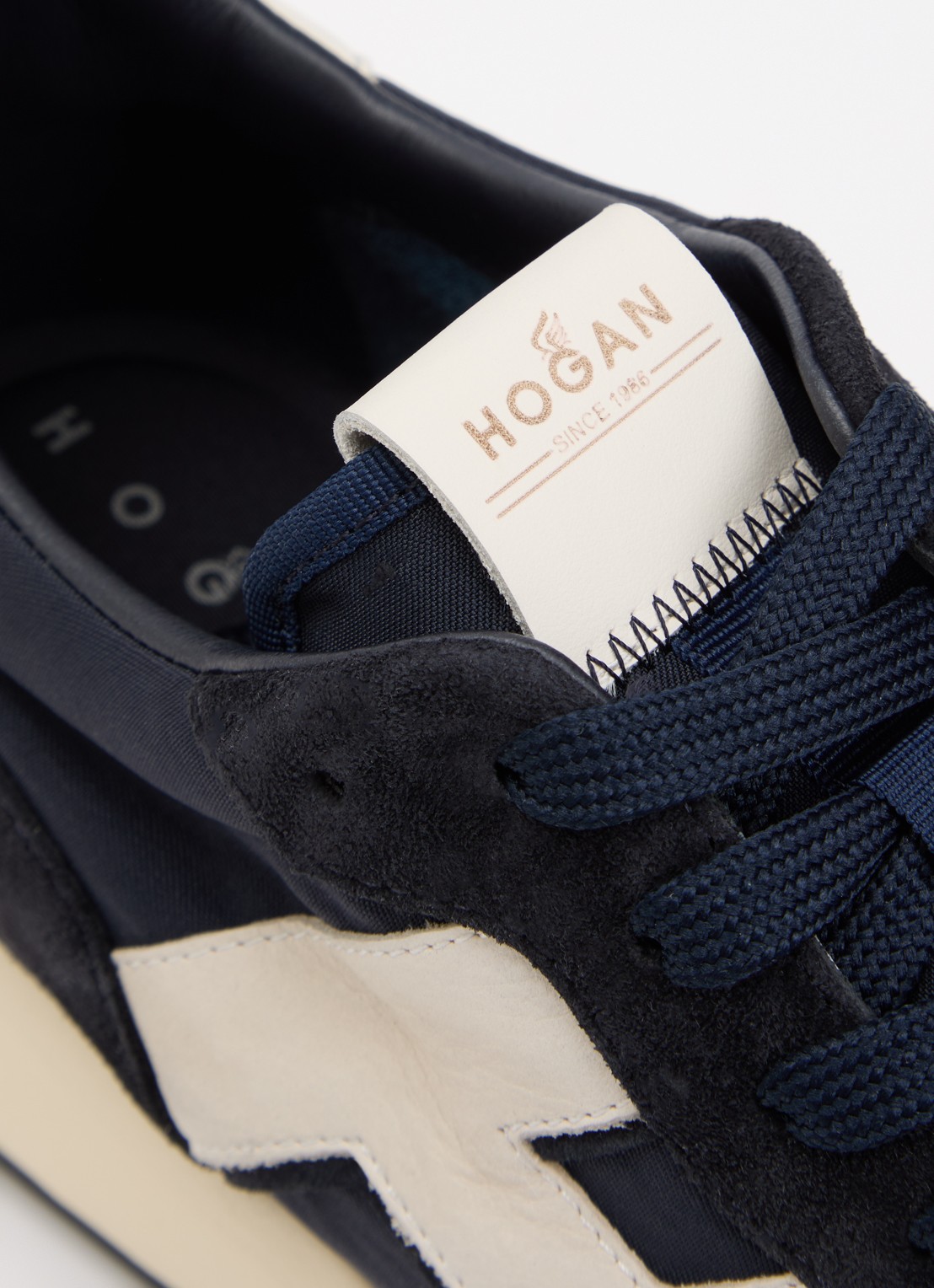 Hogan H601 sneaker van mesh met suède details - detail 6 donkerblauw