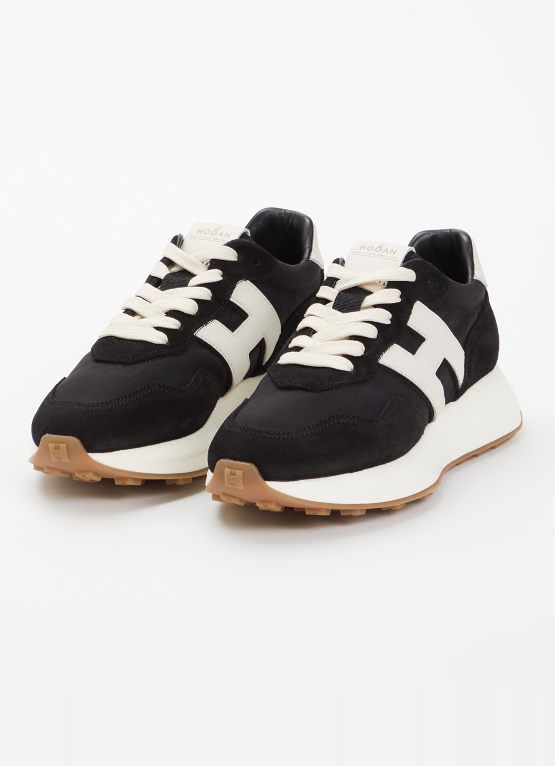 Hogan H601 sneaker van mesh met suède details - detail 3 zwart