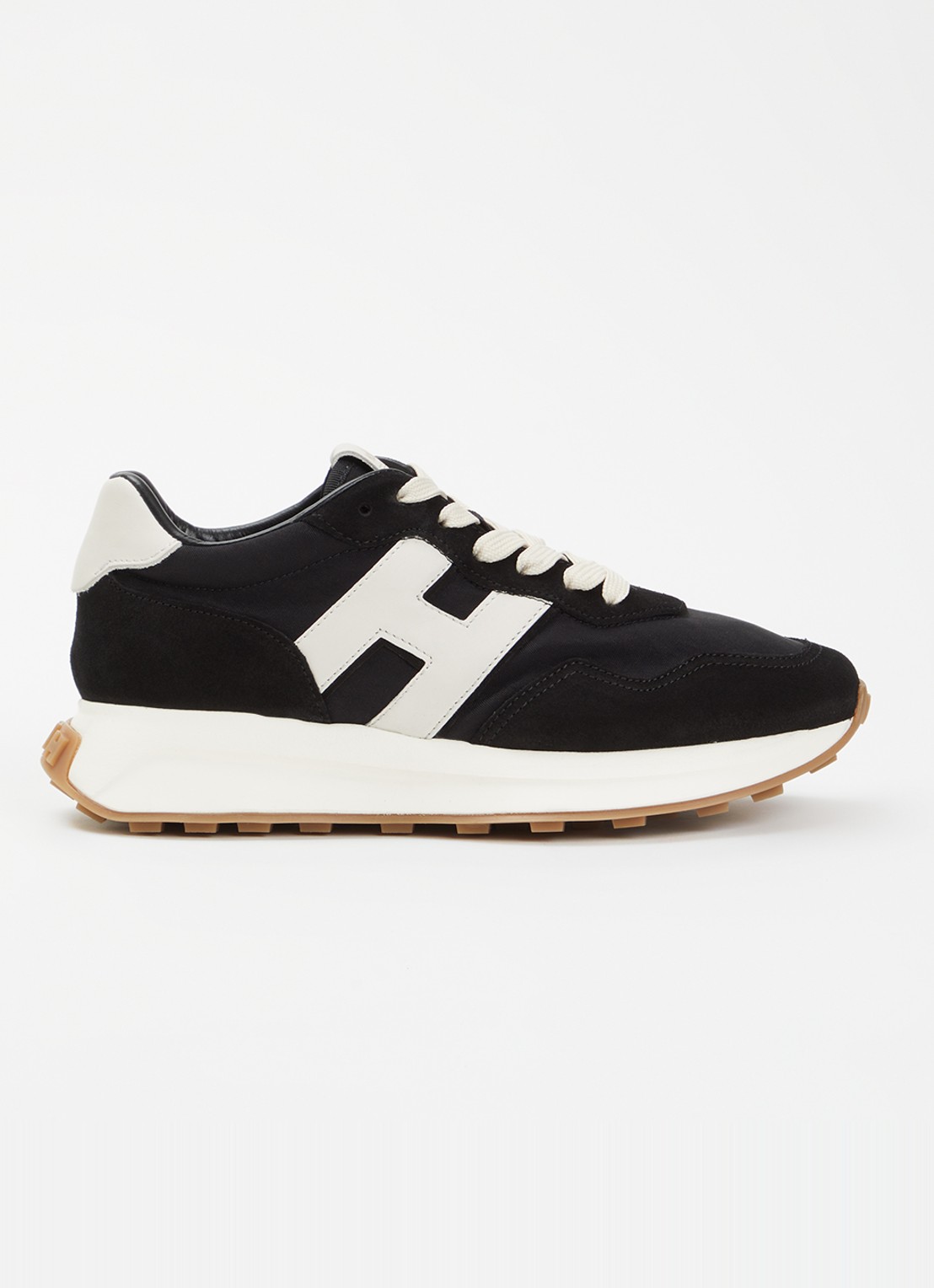 Hogan H601 sneaker van mesh met suède details - voorkant 2 zwart