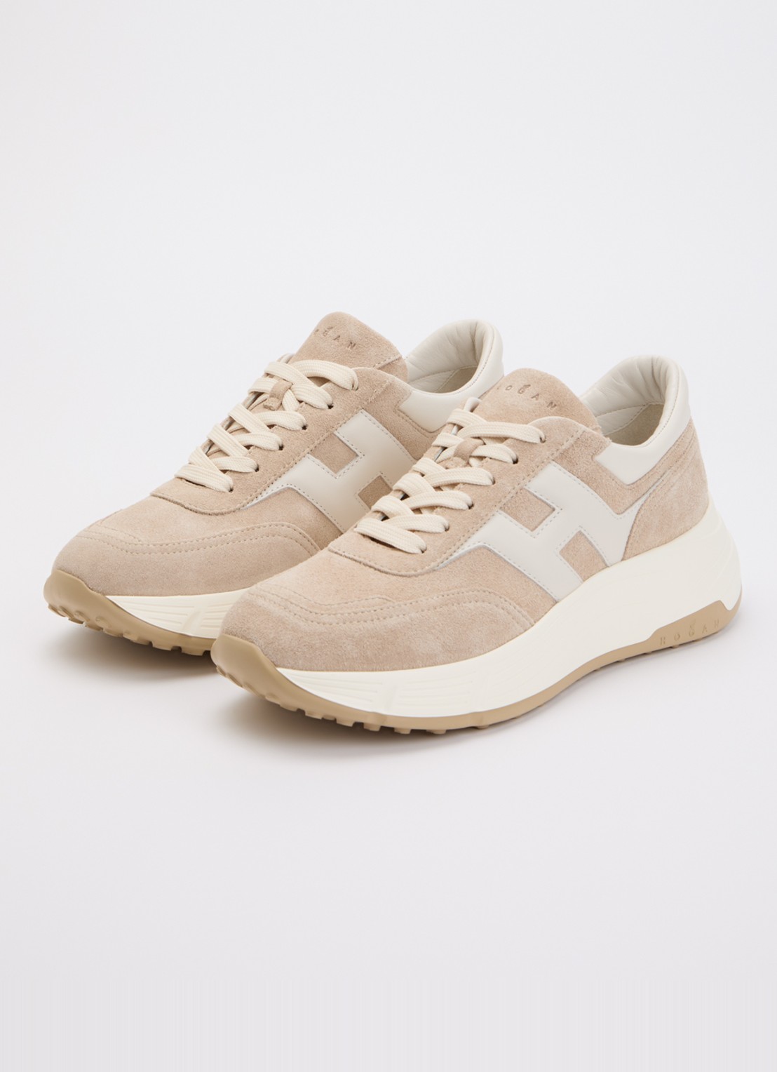 Hogan H669 Allicciato sneaker van suède - detail beige