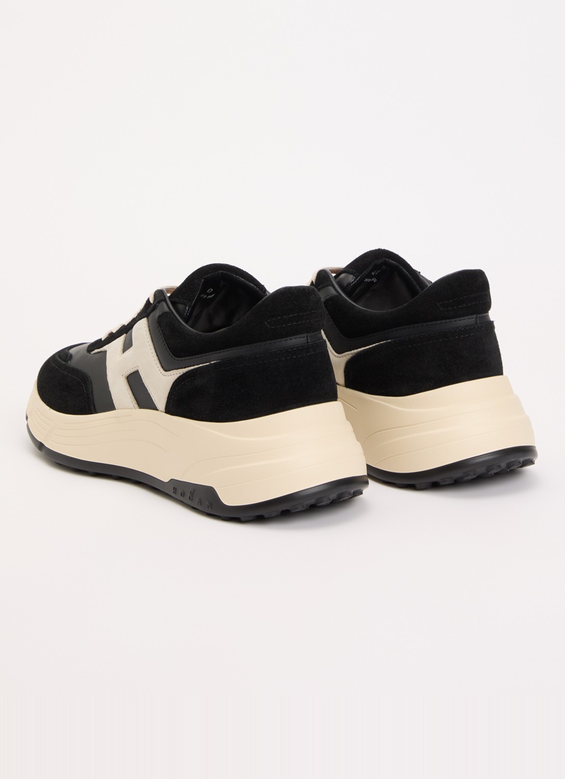 Hogan H669 sneaker van leer met suède details - achterkant 3 zwart