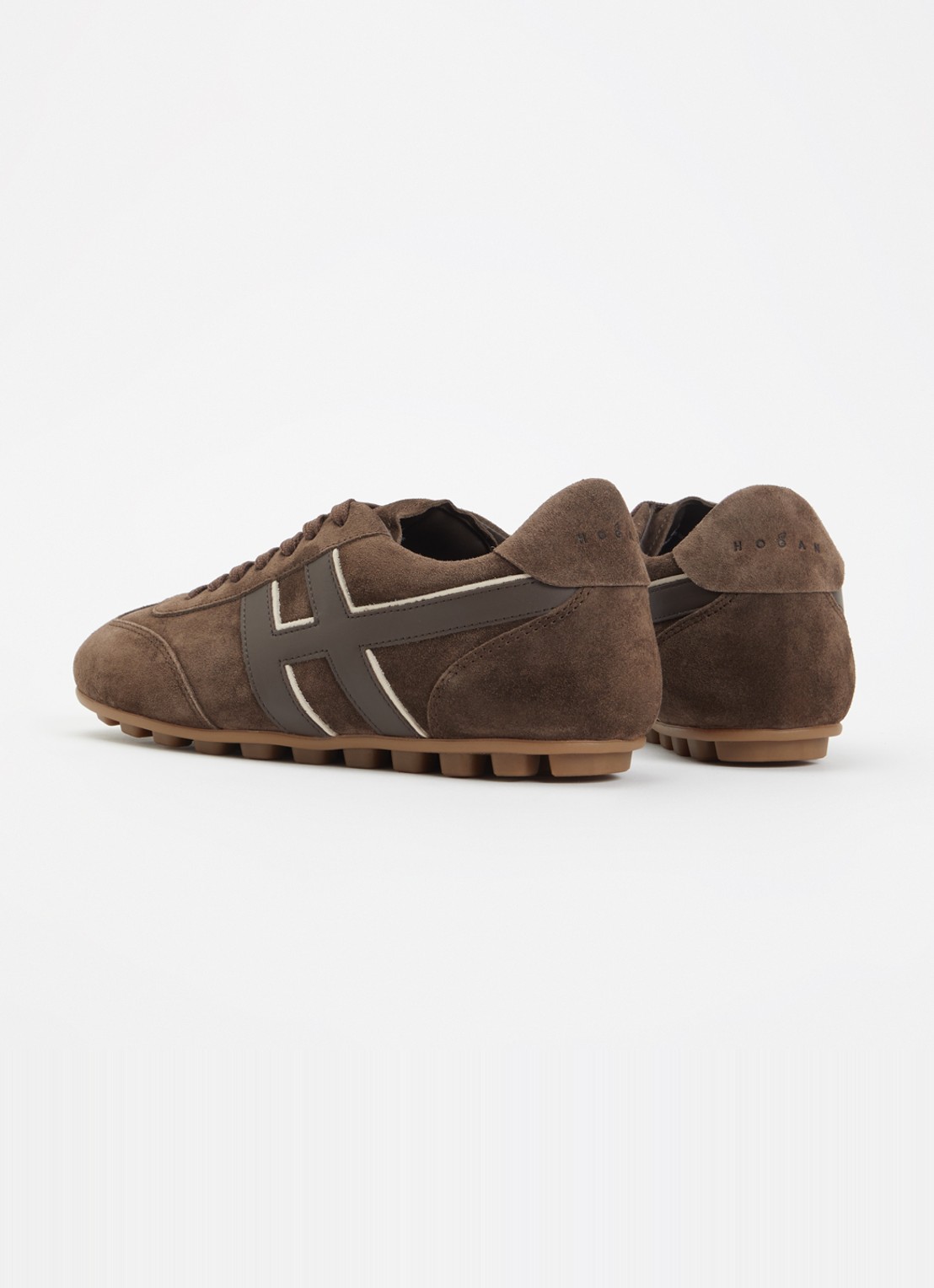 Hogan H693 Olympia sneaker van suède met details van leer - achterkant 5 bruin