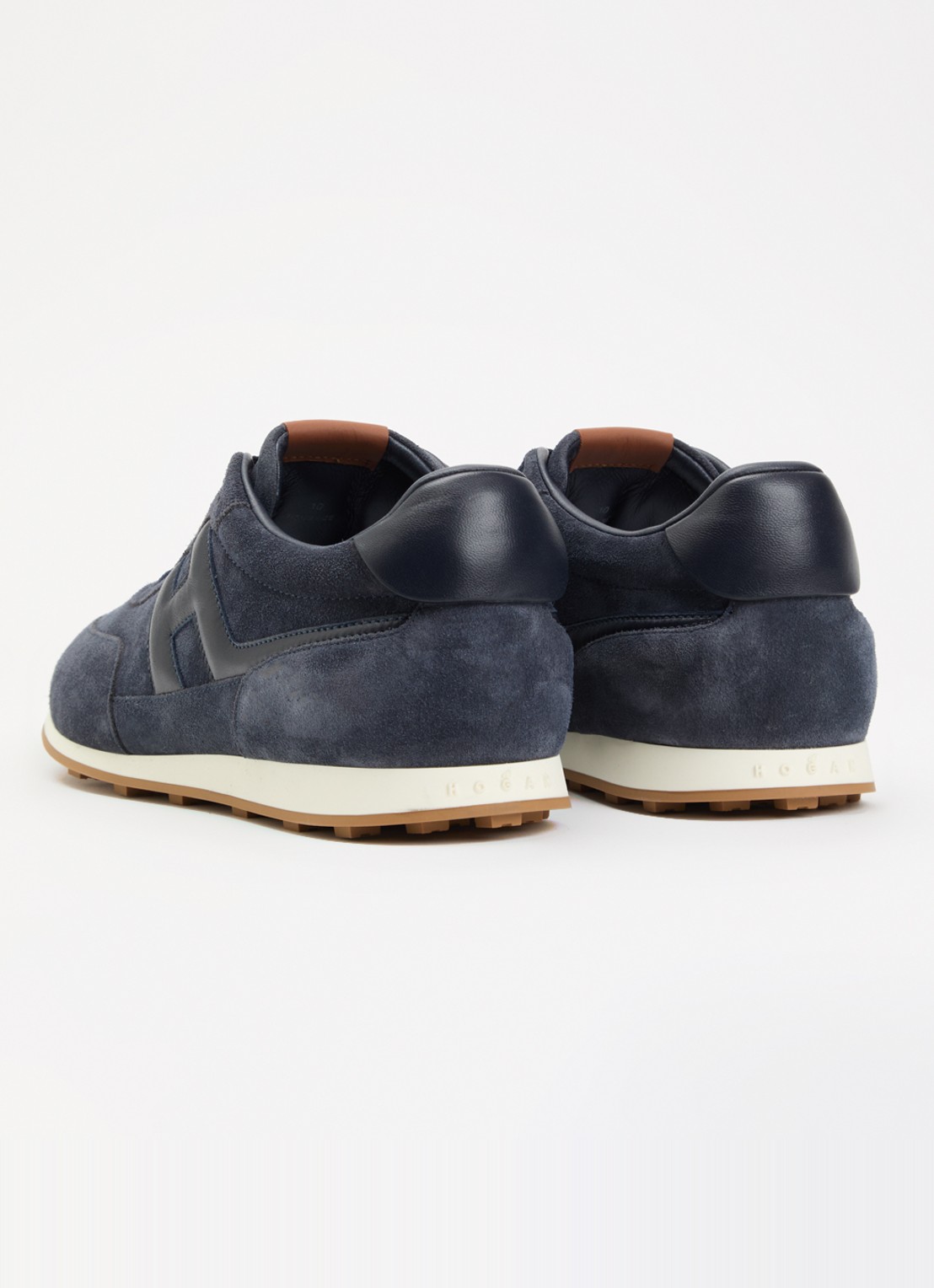 Hogan H699 Athletic sneaker van suède met details van leer - achterkant donkerblauw