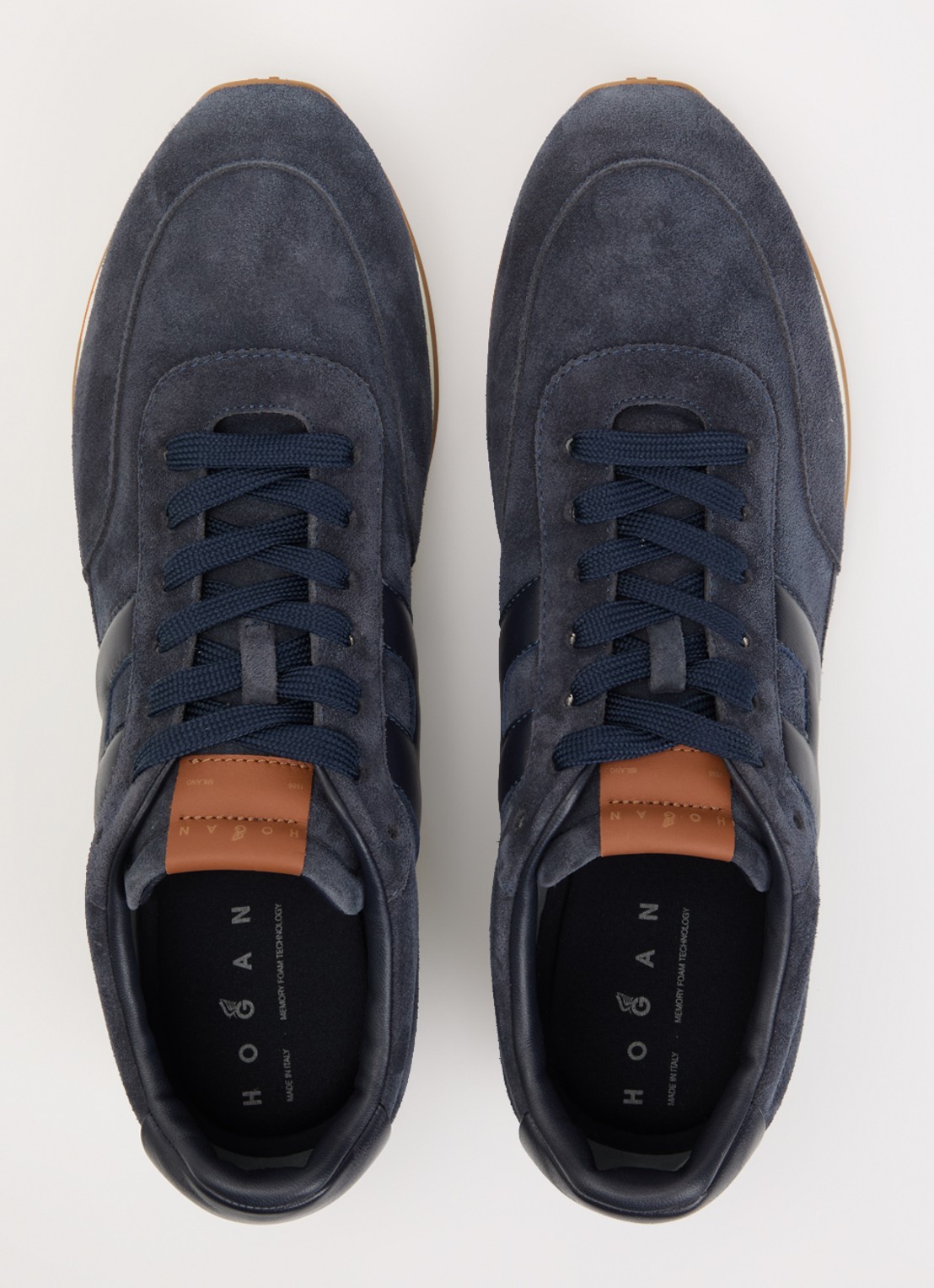 Hogan H699 Athletic sneaker van suède met details van leer - detail 4 donkerblauw