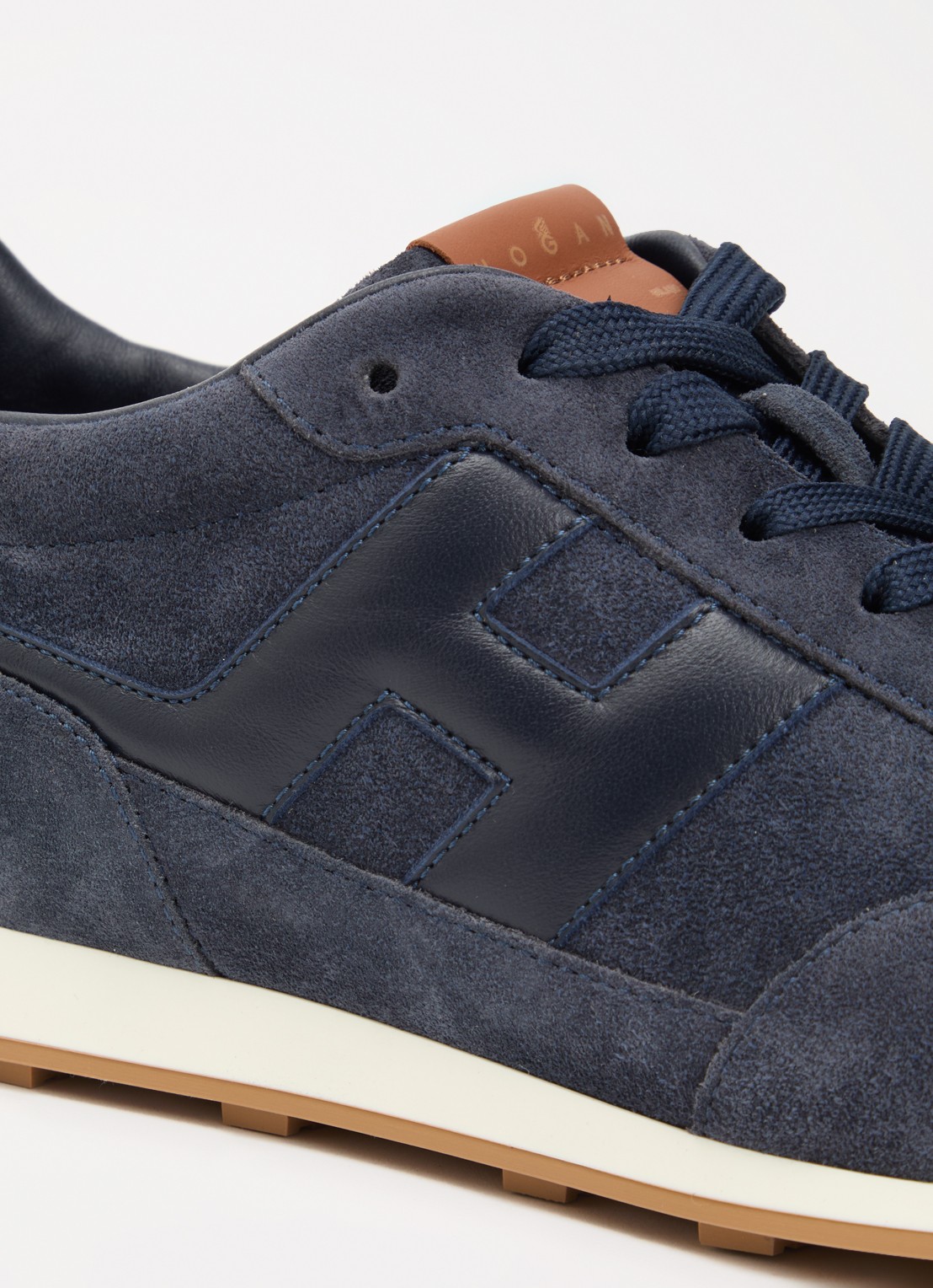 Hogan H699 Athletic sneaker van suède met details van leer - detail 6 donkerblauw