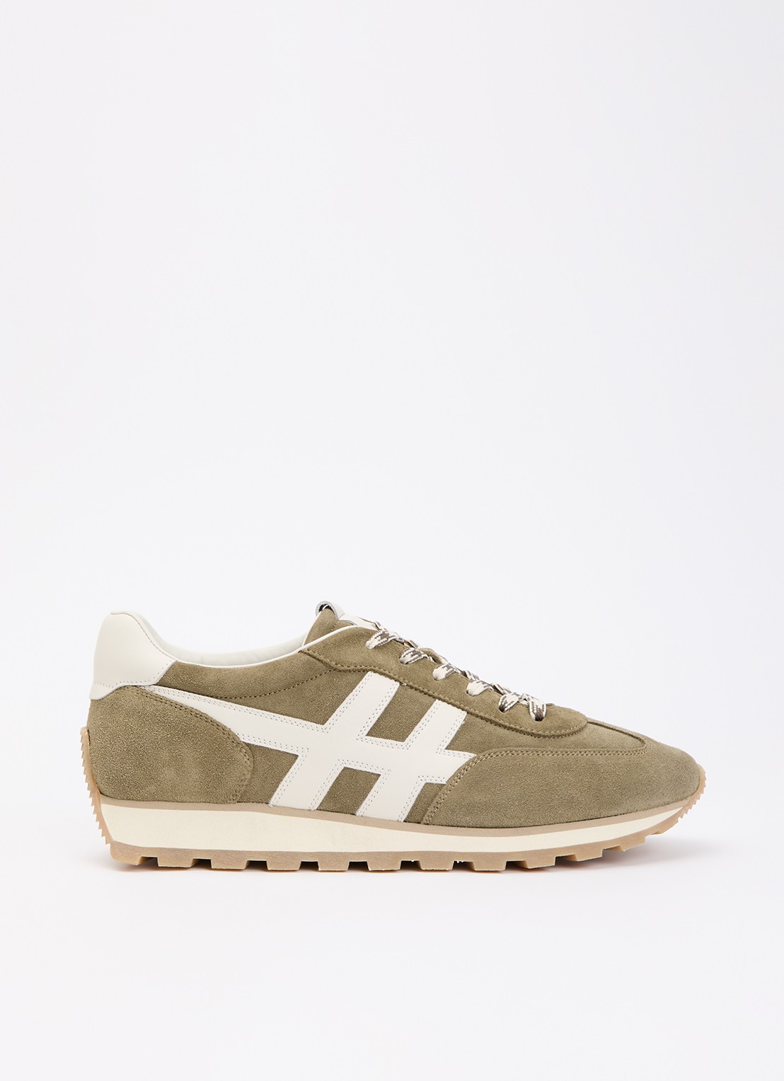 Hogan H701 86er sneaker van suède  - voorkant olijfgroen