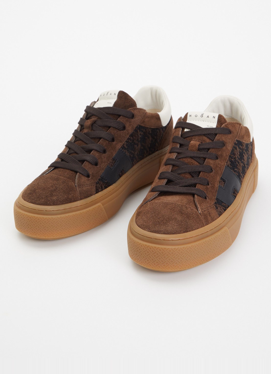 Hogan H705 sneaker van suède met plateauzool - detail 2 beige