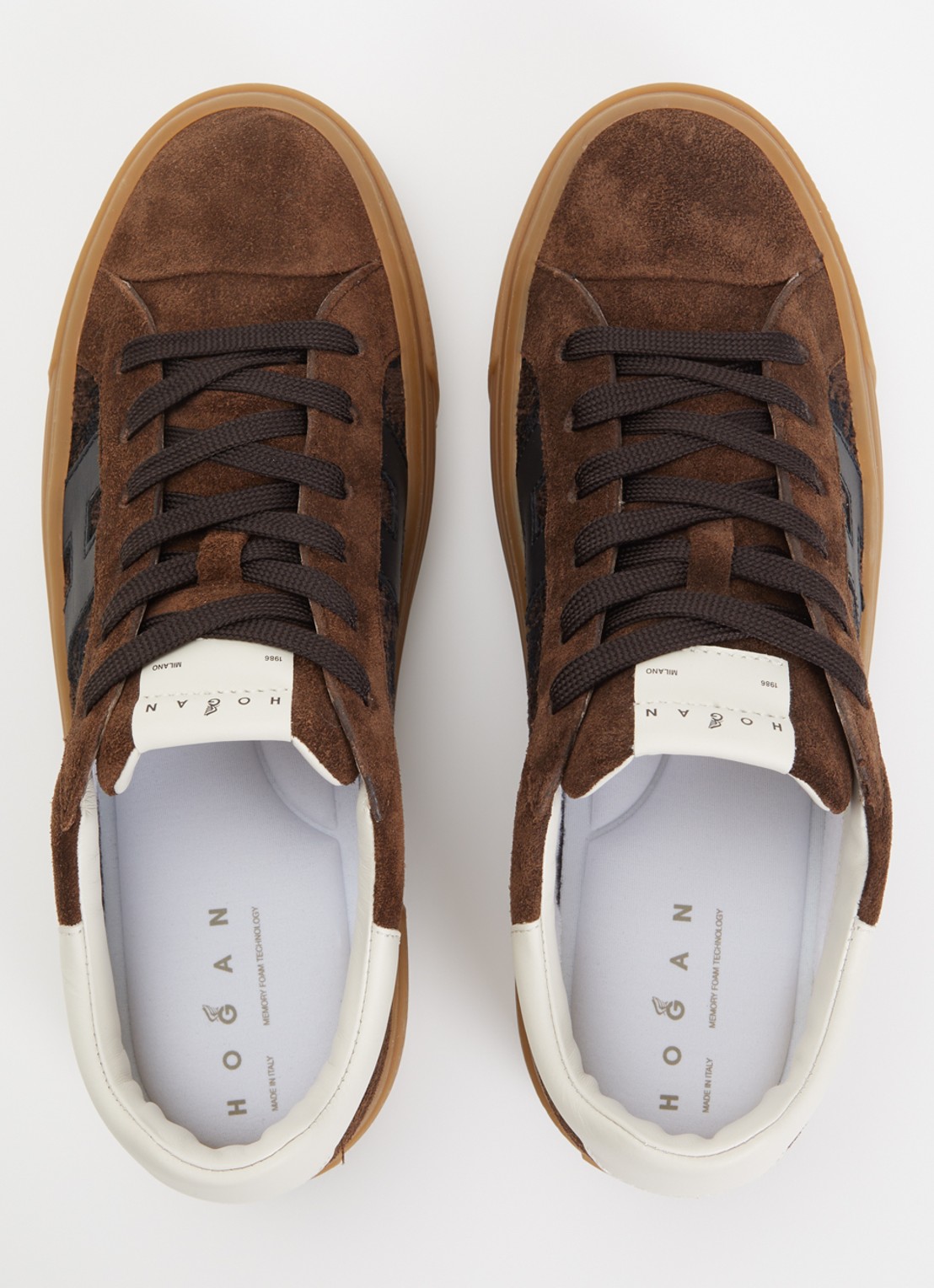 Hogan H705 sneaker van suède met plateauzool - detail 3 beige