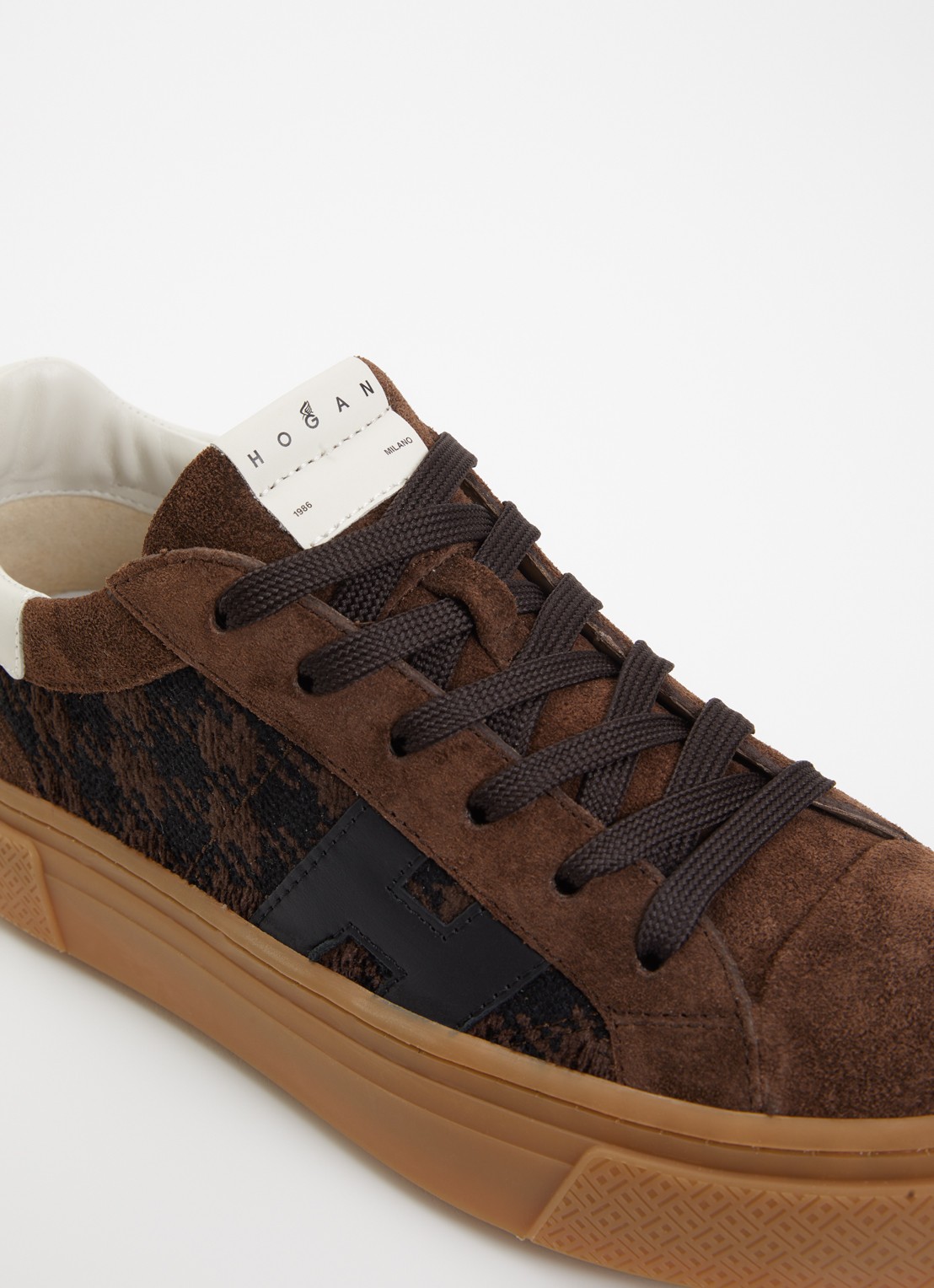 Hogan H705 sneaker van suède met plateauzool - detail 5 beige