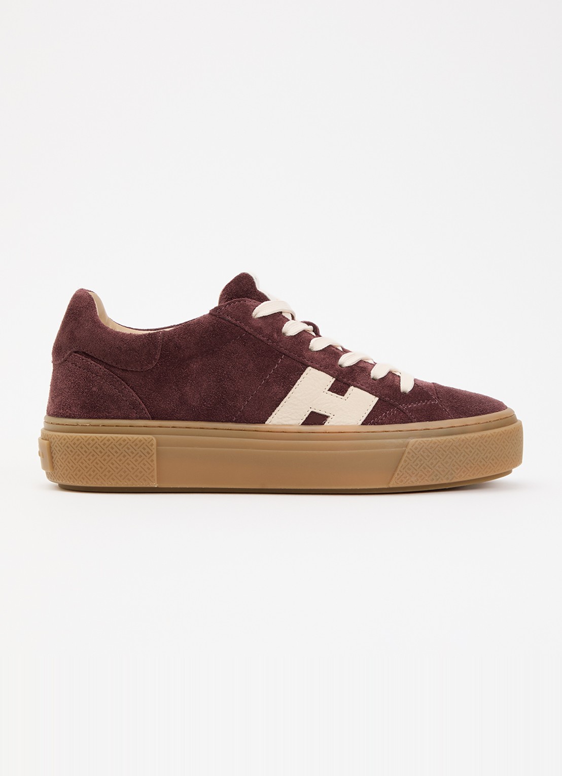 Hogan H705 sneaker van suède met plateauzool - voorkant bordeauxrood