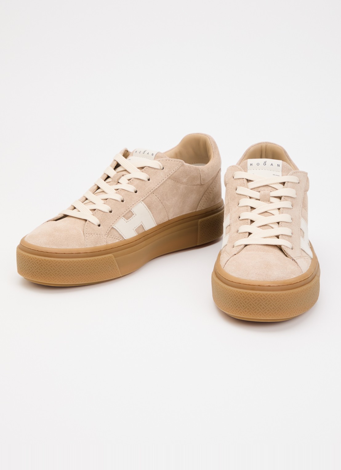 Hogan H705 sneaker van suède met plateauzool - detail 2 lichtroze