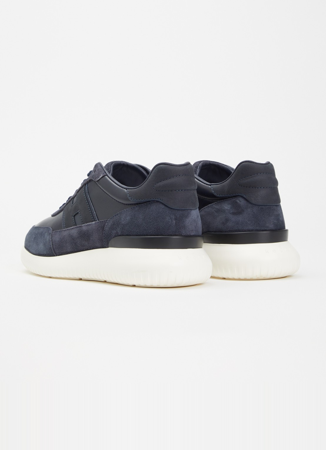 Hogan H709 sneaker van leer met details van suède - achterkant donkerblauw