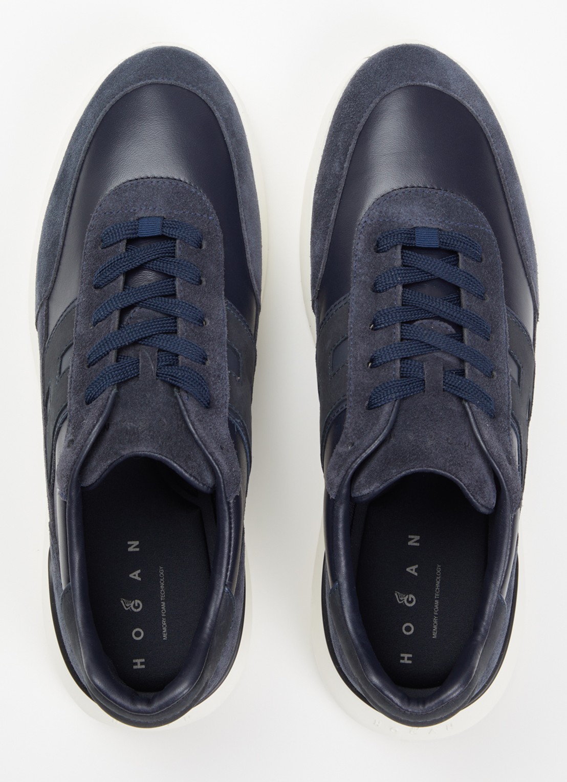Hogan H709 sneaker van leer met details van suède - detail 4 donkerblauw
