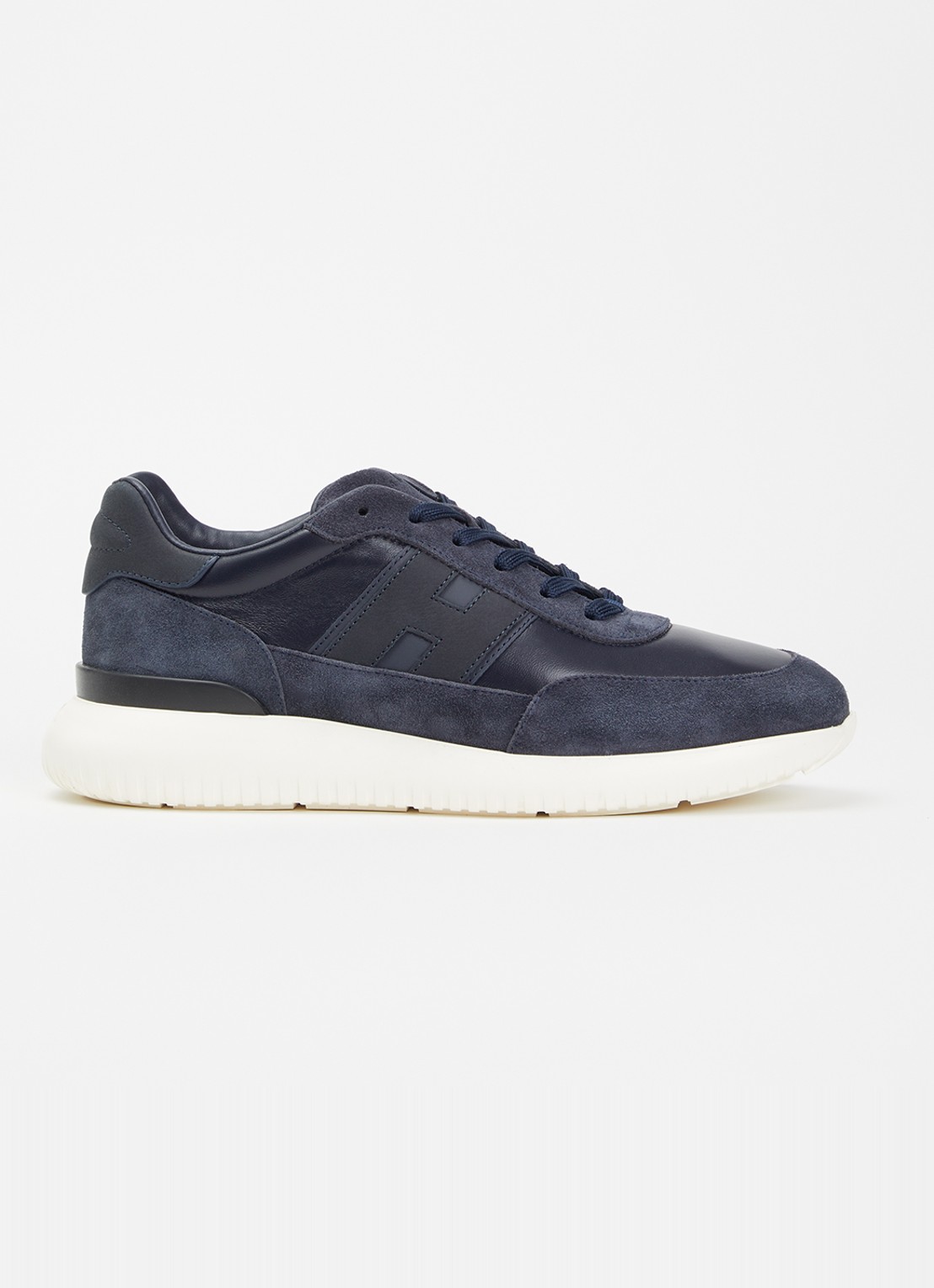Hogan H709 sneaker van leer met details van suède - voorkant 2 donkerblauw