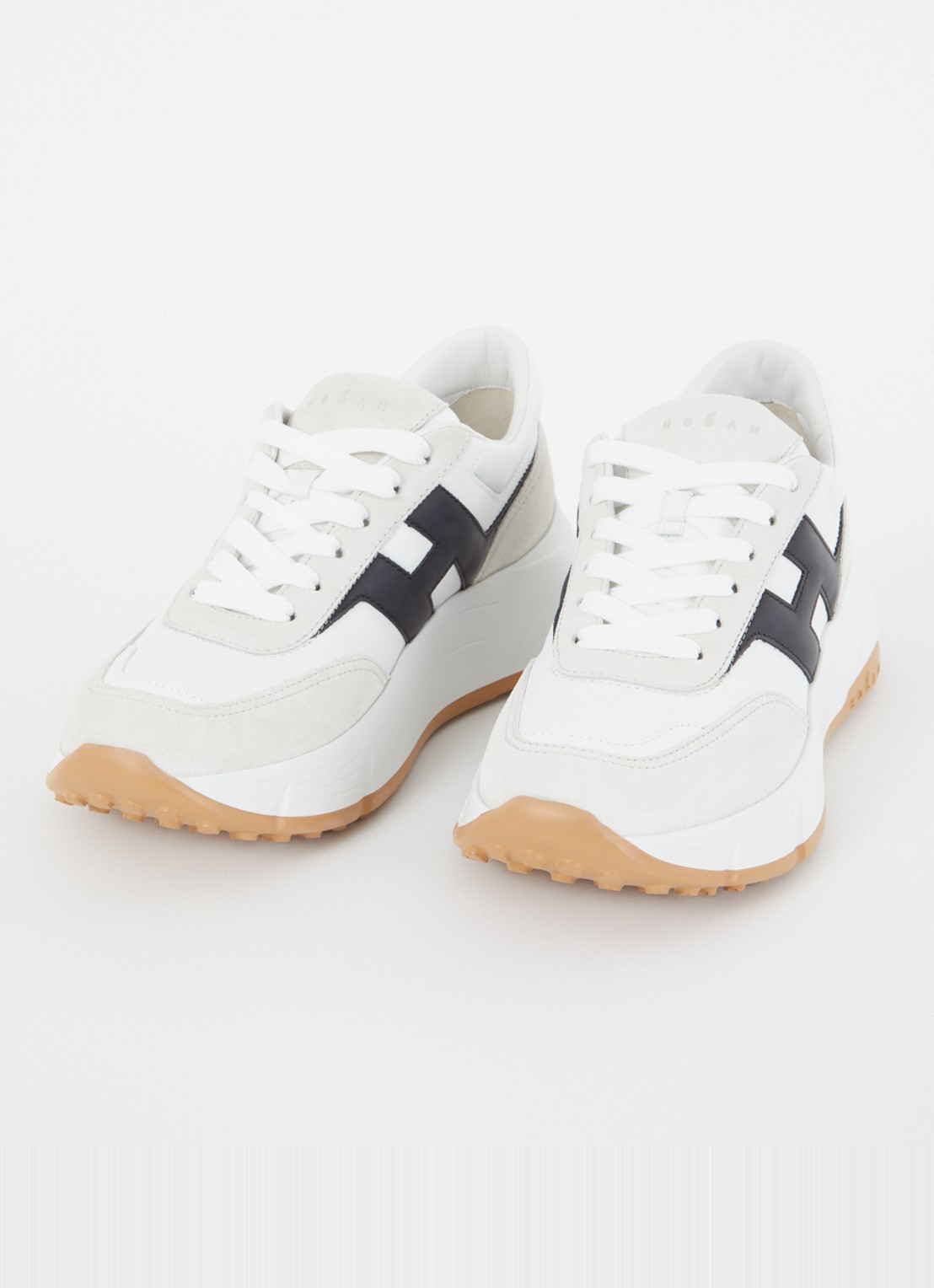 Hogan Hi-Fi sneaker van leer met suède details - detail wit