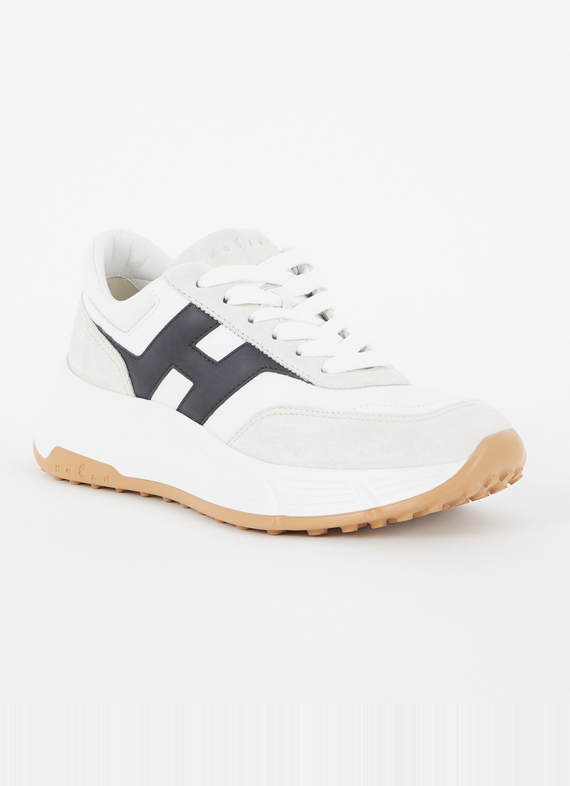 Hogan Hi-Fi sneaker van leer met suède details - voorkant 5 wit
