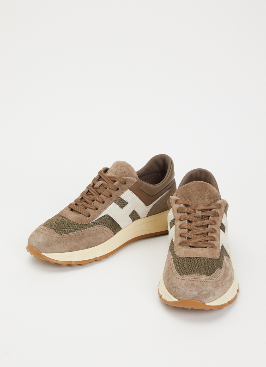 Hogan Hyperlight sneaker met suède details - detail taupe