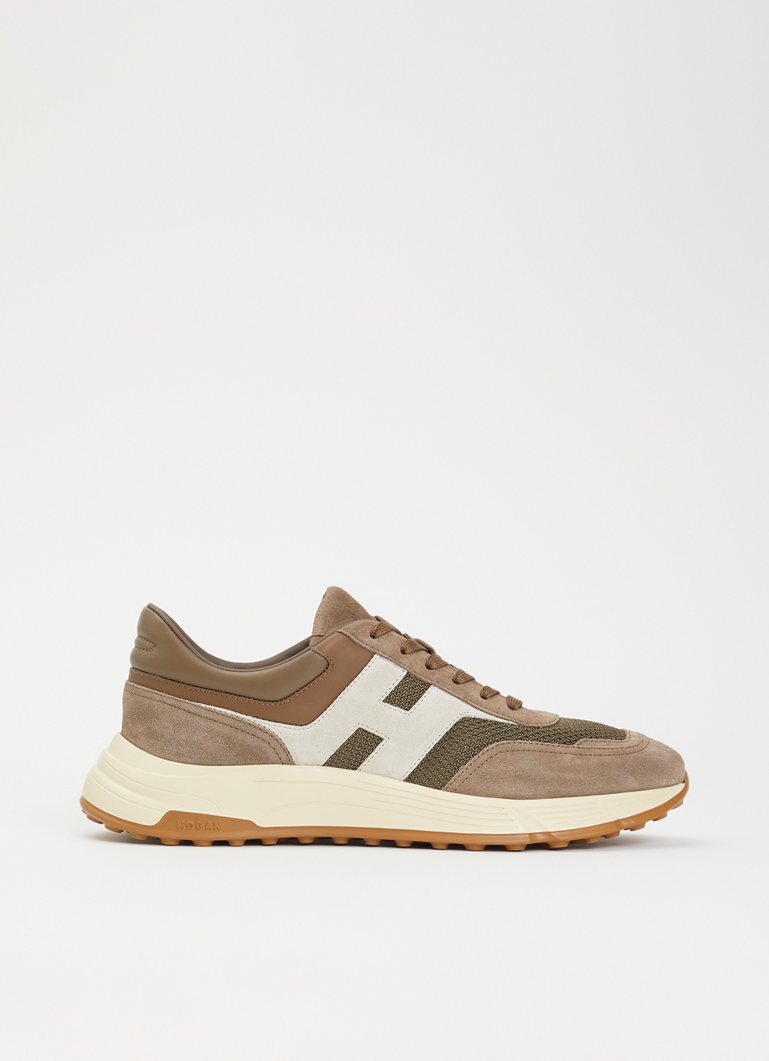 Hogan Hyperlight sneaker met suède details - voorkant 6 taupe
